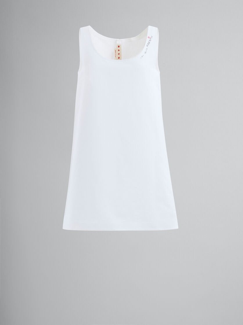 WHITE CADY A-LINE DRESS WITH MARNI MENDING - 1