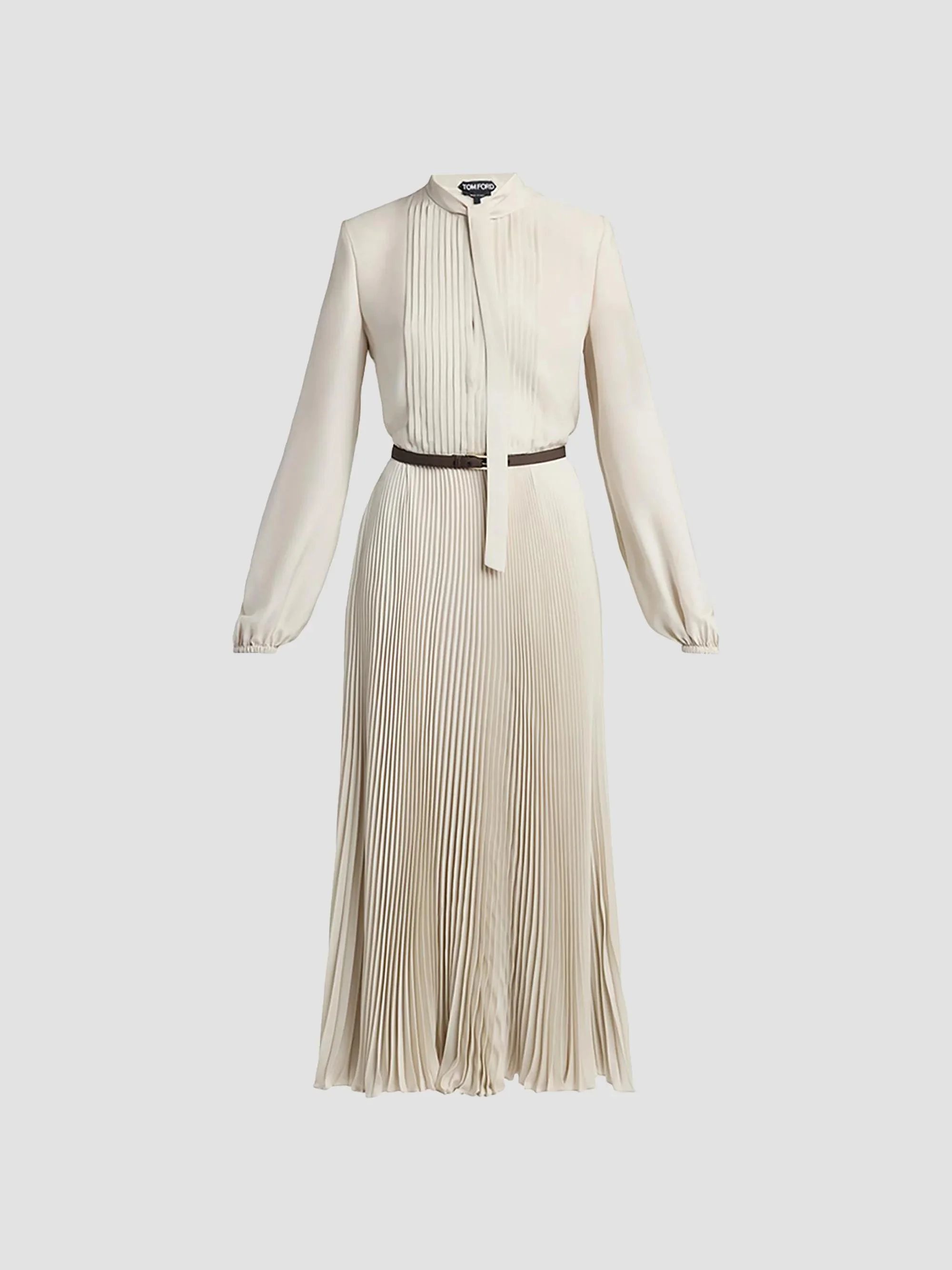 Women's Pintucked Tieneck Shirtdress - Moon - 1