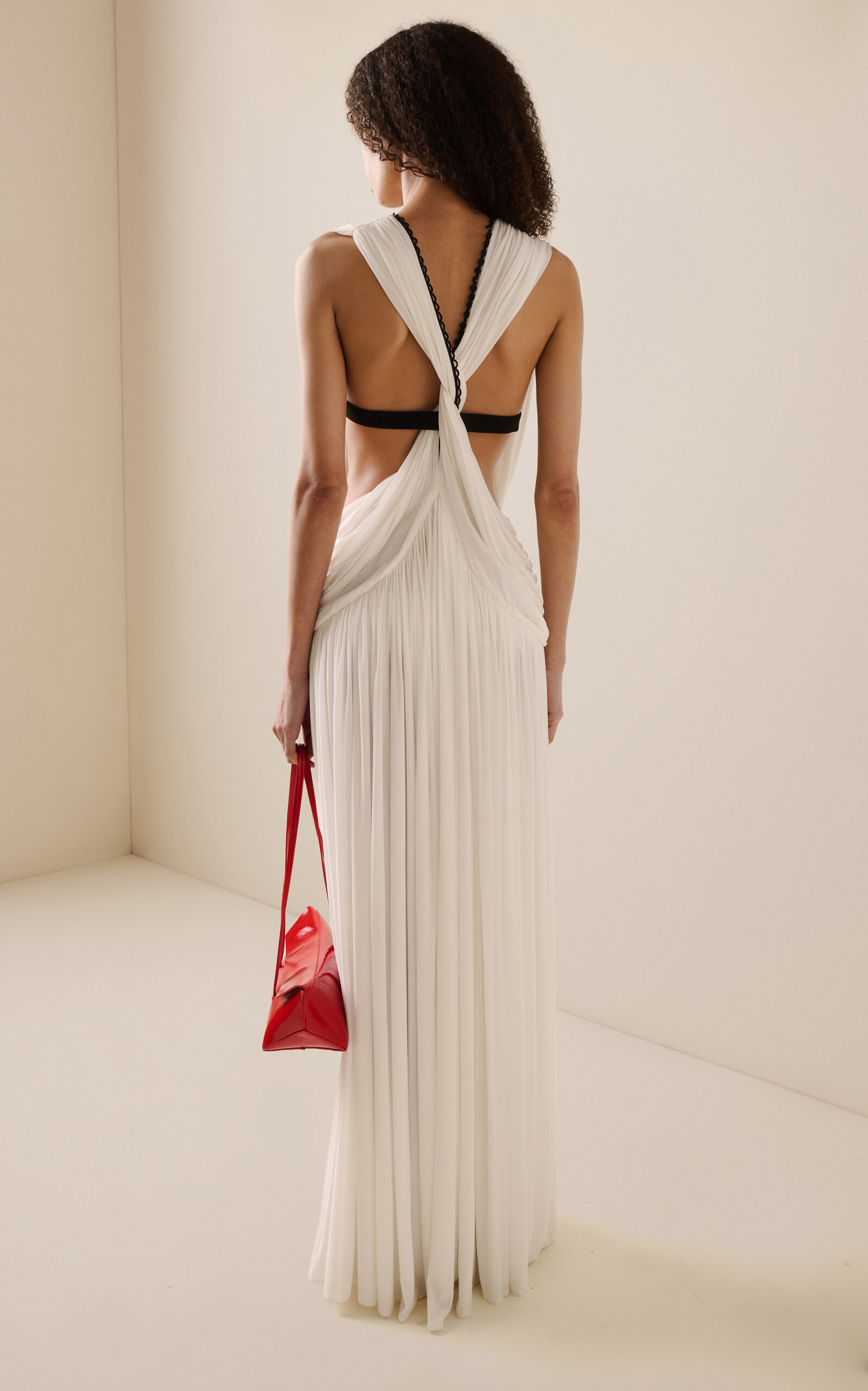 Ruched Jersey Maxi Dress black/white - 4
