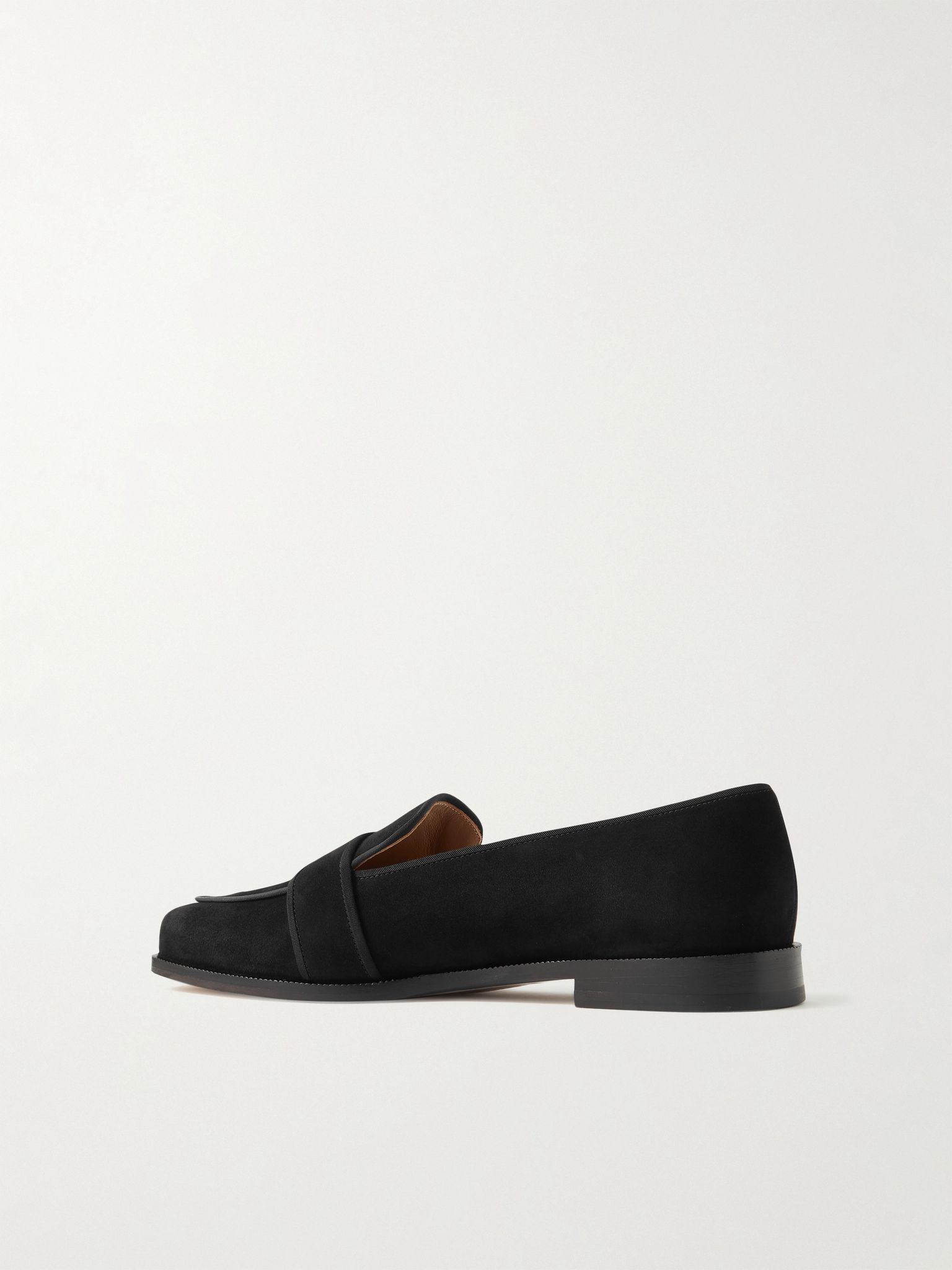 Martin grosgrain-trimmed suede loafers Black - 3