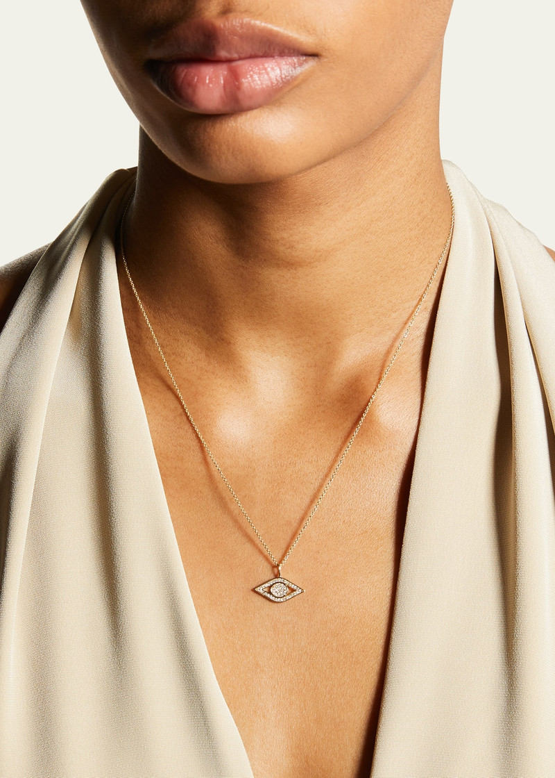 SYDNEY EVAN 14k Yellow Gold Small Diamond Evil Eye Necklace outlook