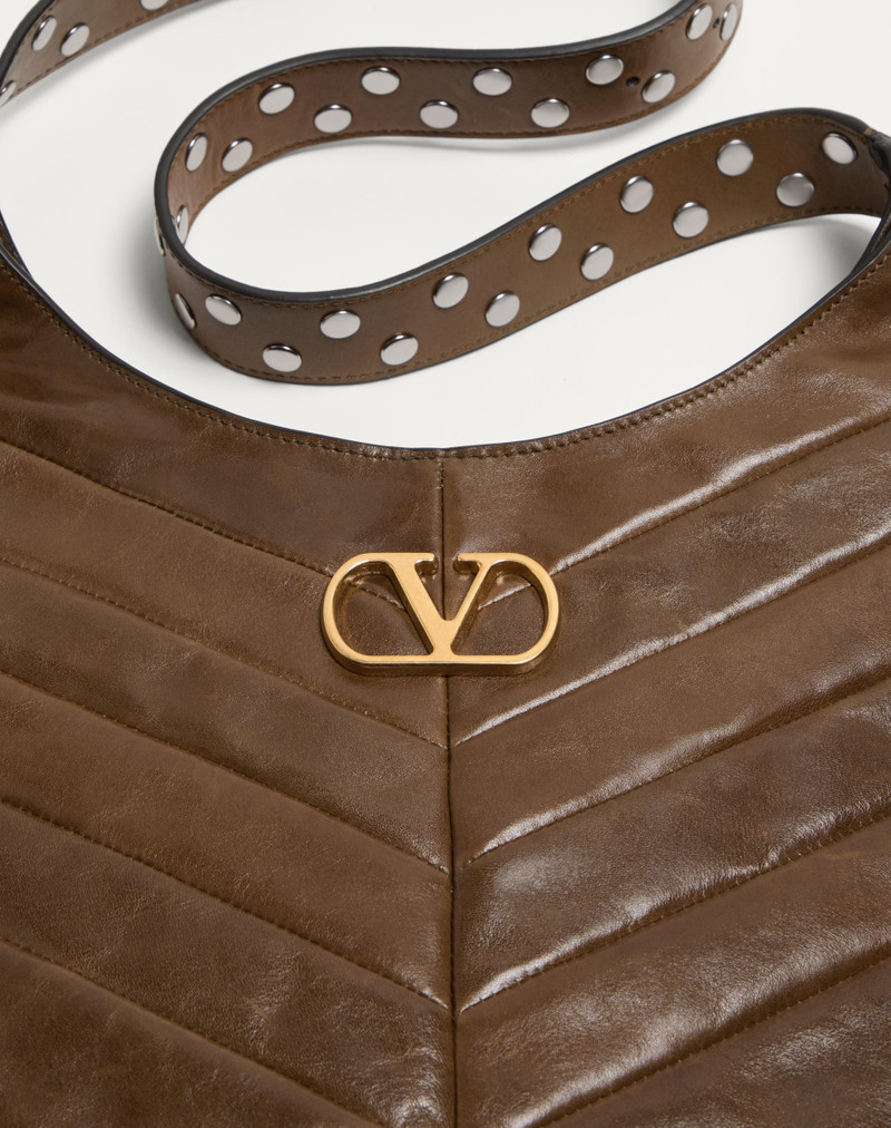 VALENTINO GARAVANI HOBOHO SMALL HOBO BAG IN CHEVRON-PATTERNED NAPPA LEATHER. 8
