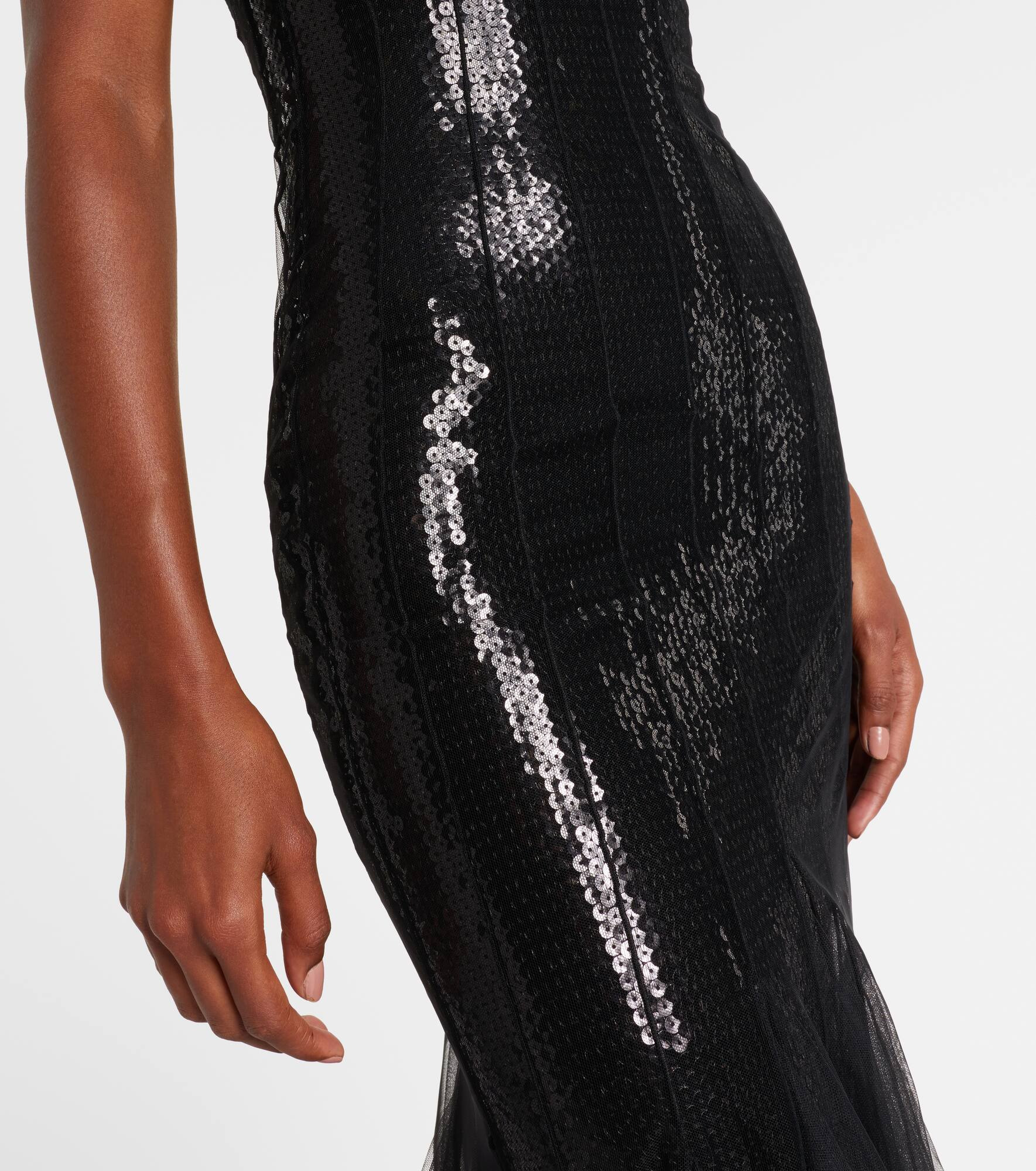 Sequined tulle and satin gown - 5