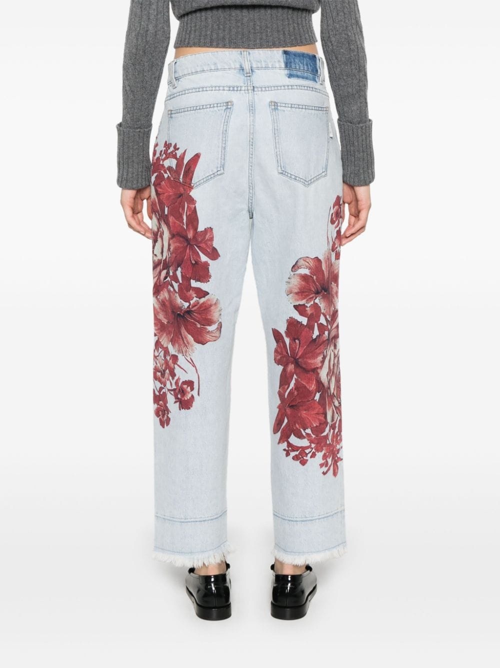 rose-print jeans - 4