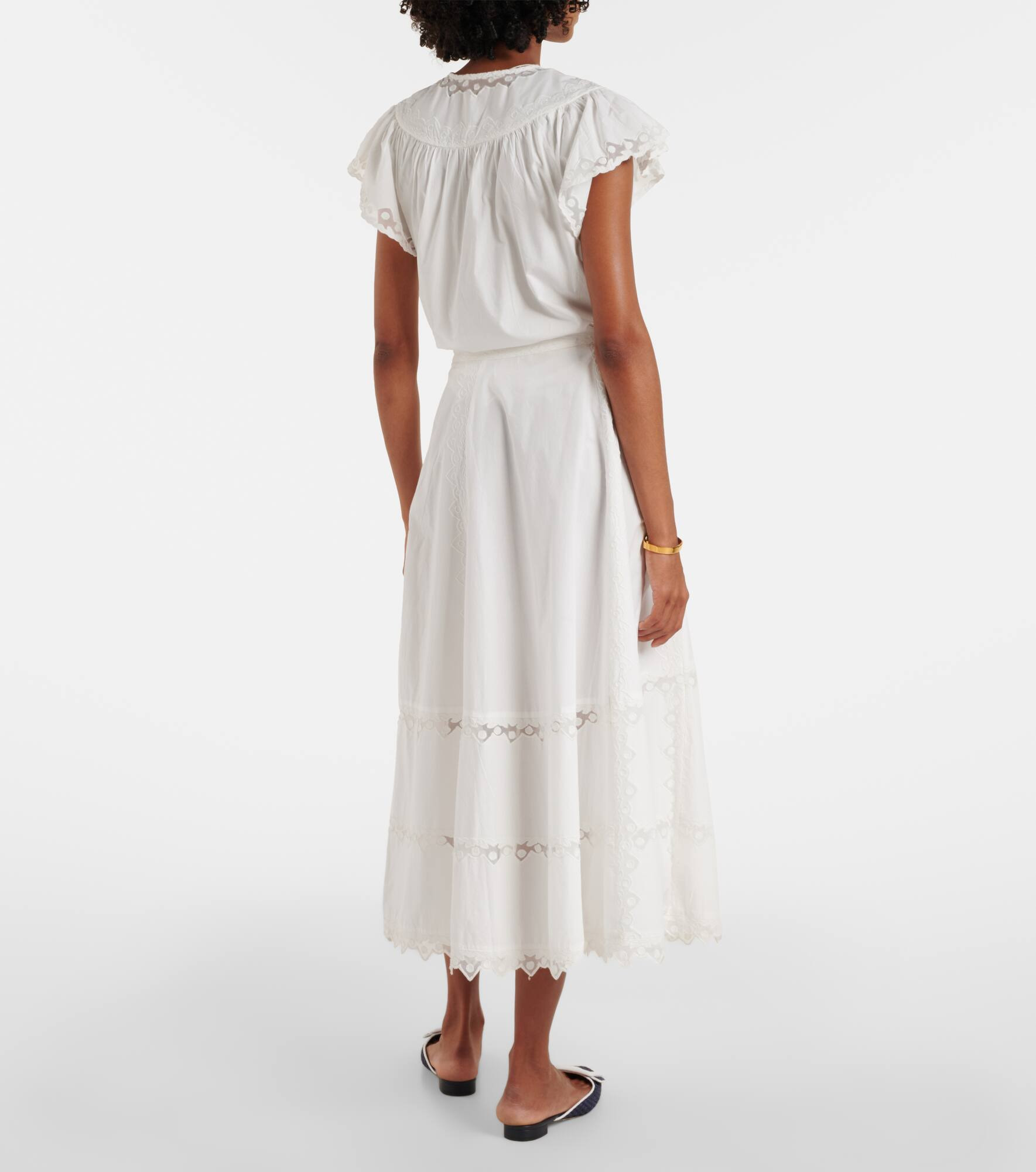 Lucia embroidered cotton midi skirt - 3