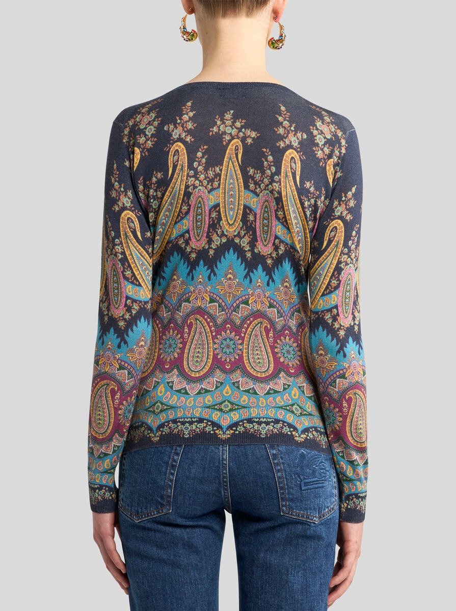 SILK AND CASHMERE SWEATER WITH PLACED PRINT - 4