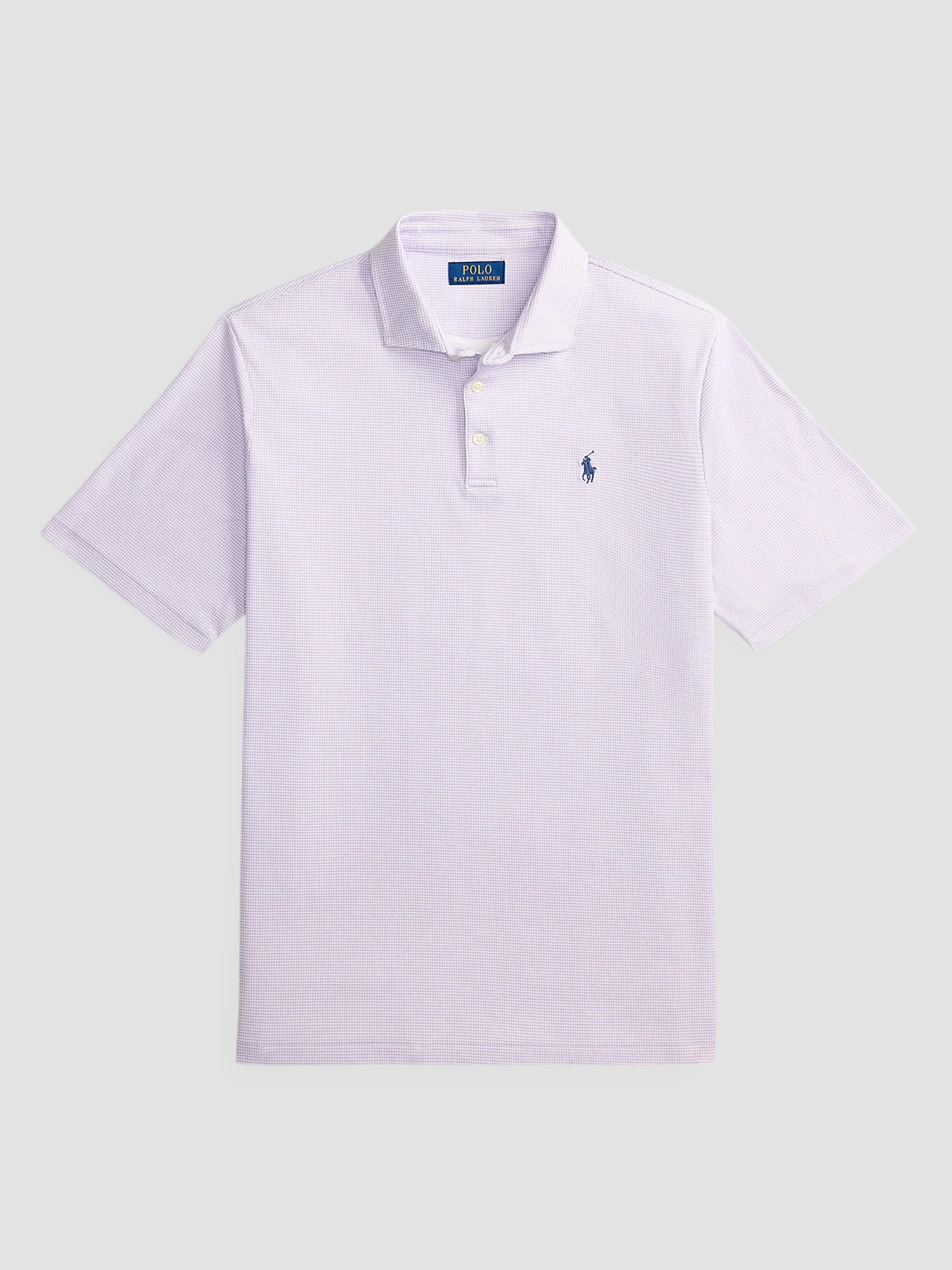 Men's Houndstooth Cotton Interlock Short-Sleeve Polo Shirt - Fairway Powder Purple - 1