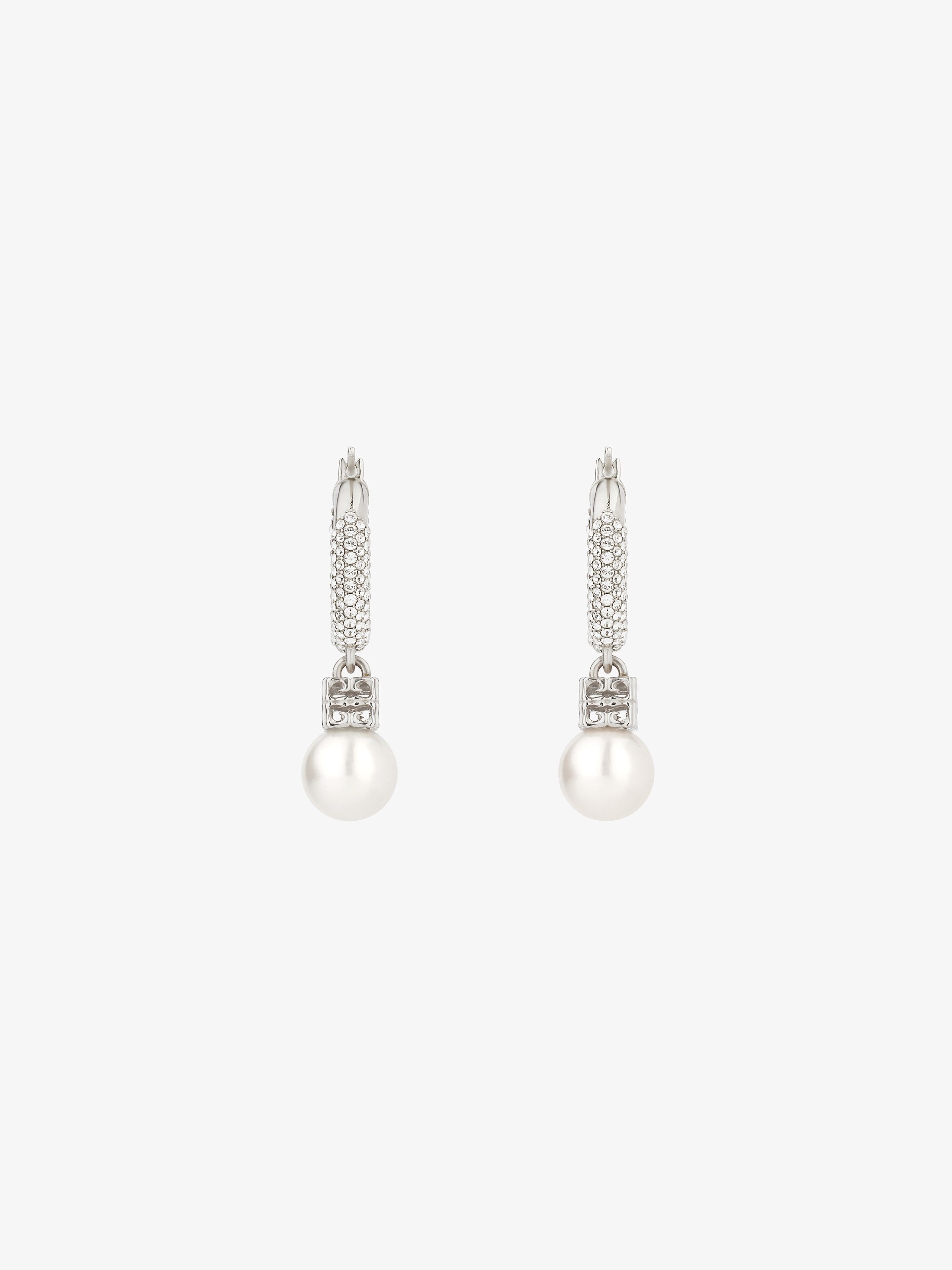 PEARL EARRINGS IN METAL WITH CRYSTALS - 2