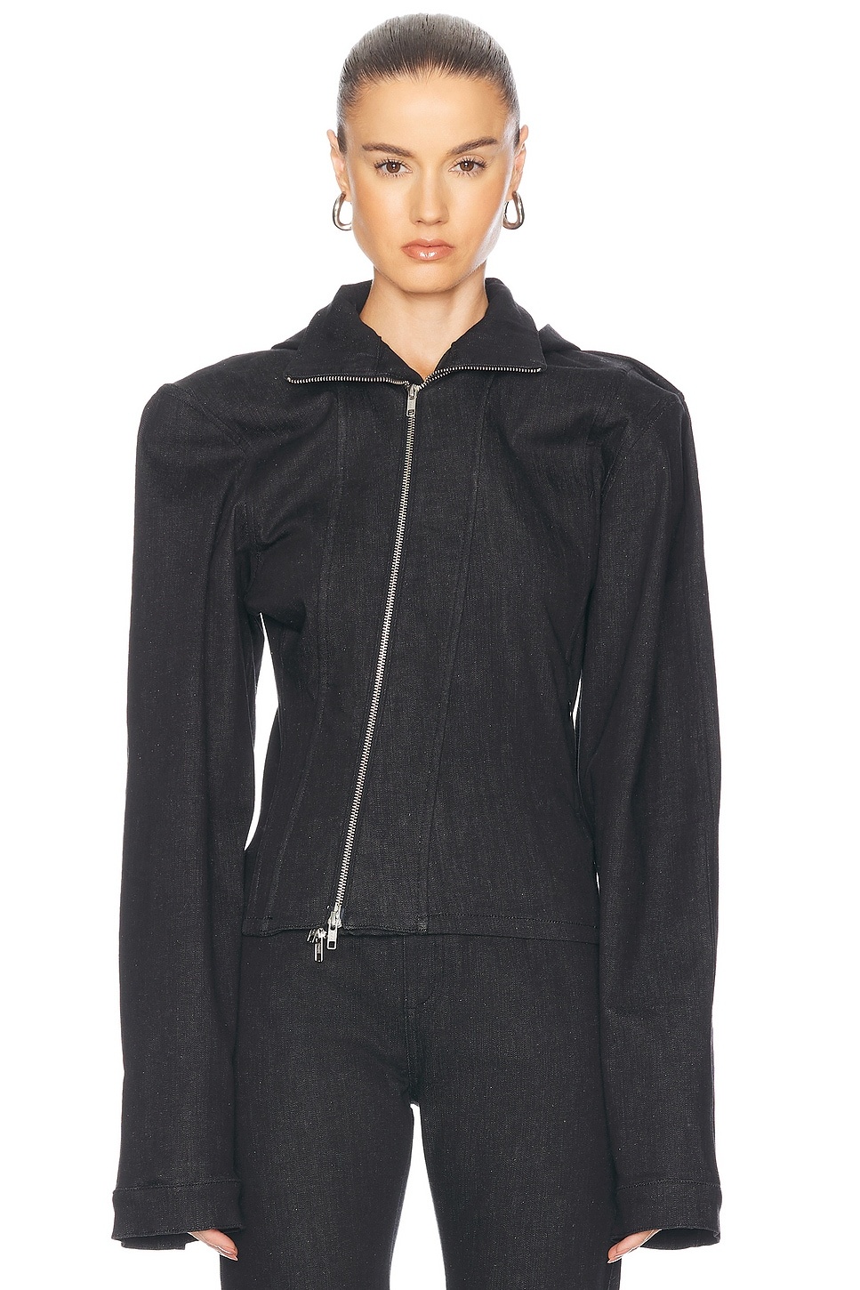 Asymmetric Denim Jacket - 2
