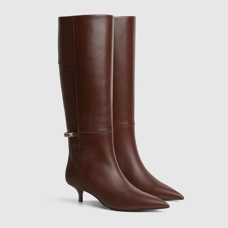 GUCCI Gucci Signoria Leather Knee Boots outlook