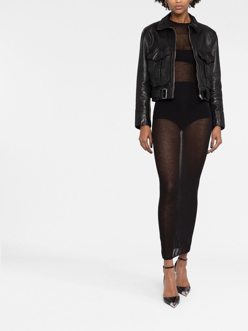 belted leather jacket - 2