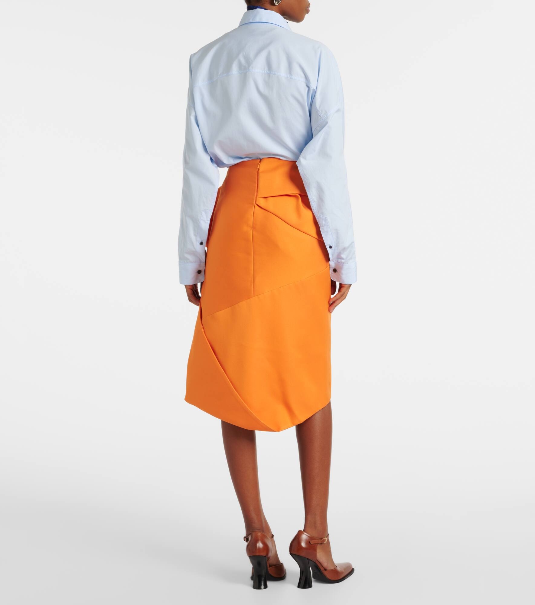 Draped satin midi skirt - 3