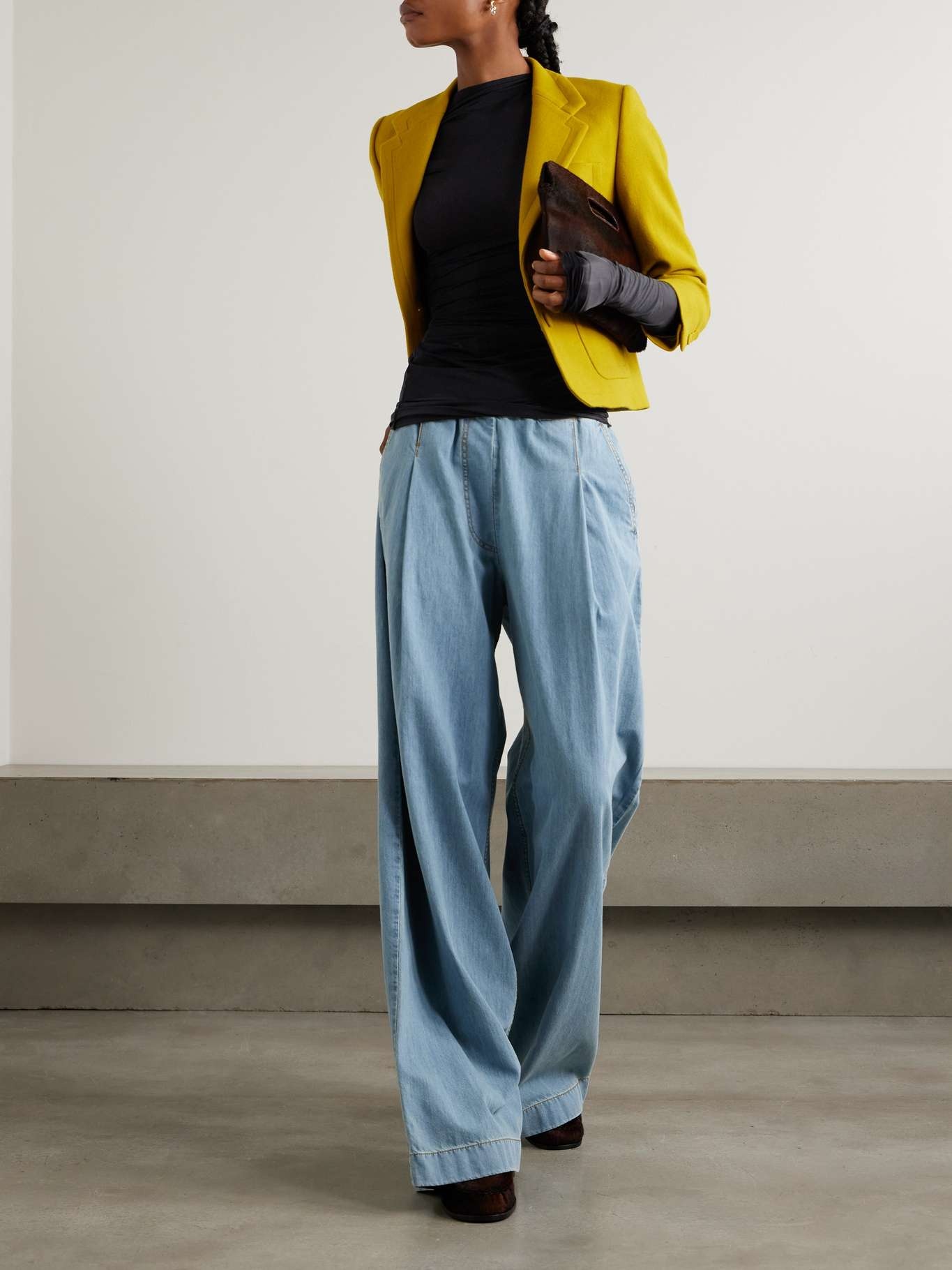 正規 DRIES VAN NOTEN Sheer Draped T-shirt Dries Van Noten Draped stretch-mesh top | REVERSIBLE