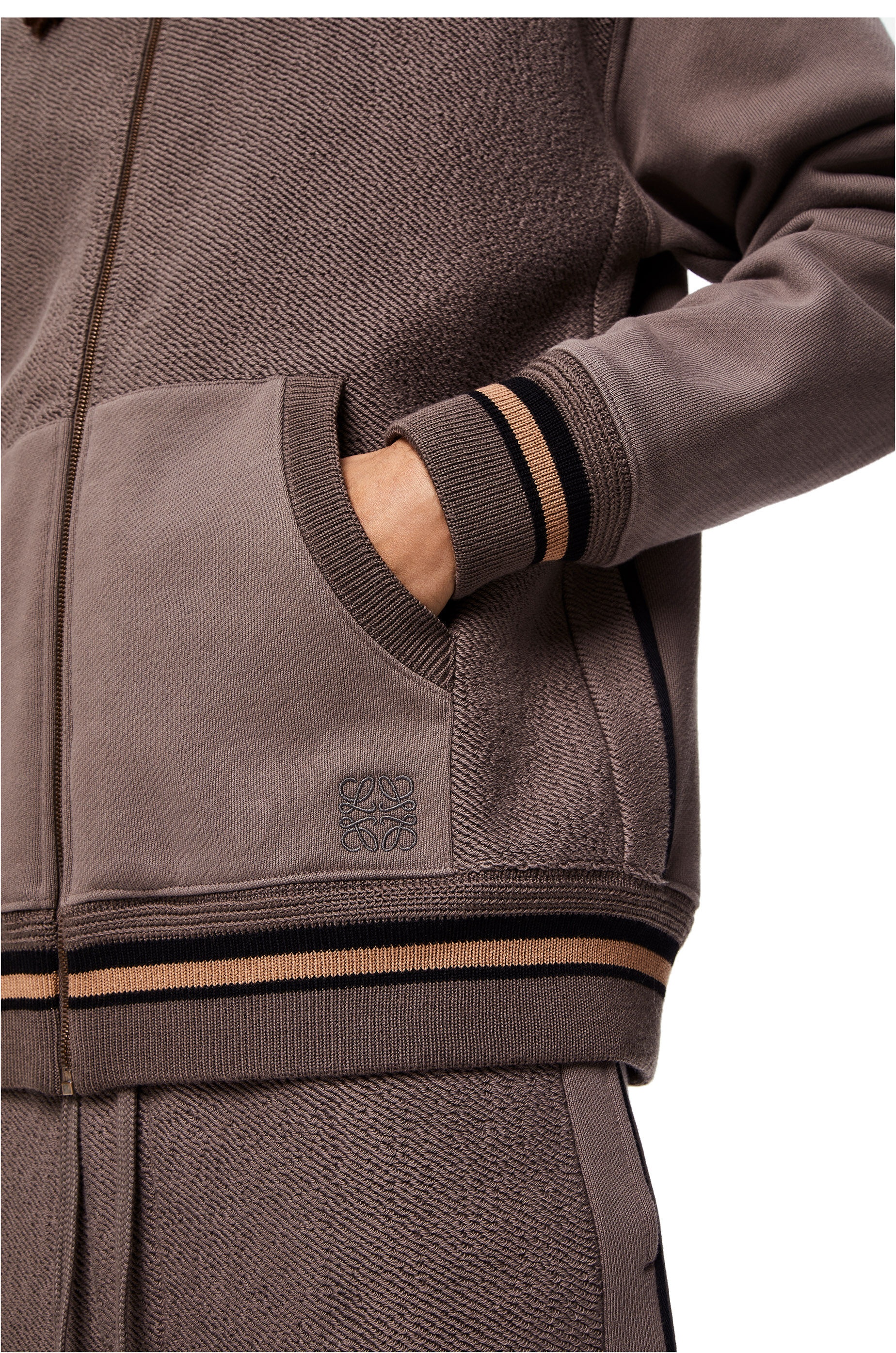 Zip-up ribbed jacket in cotton - 5