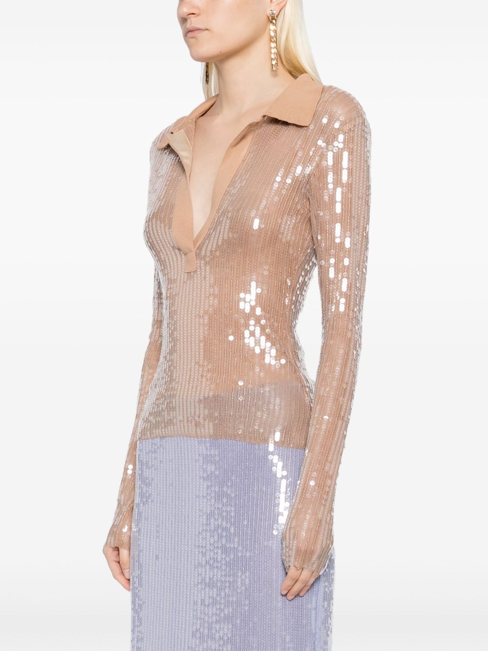 sequin-embellished mesh top - 3