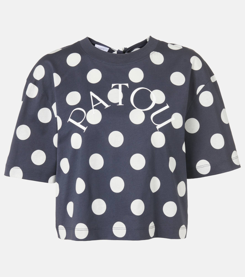 Logo polka-dot cotton crop top 1