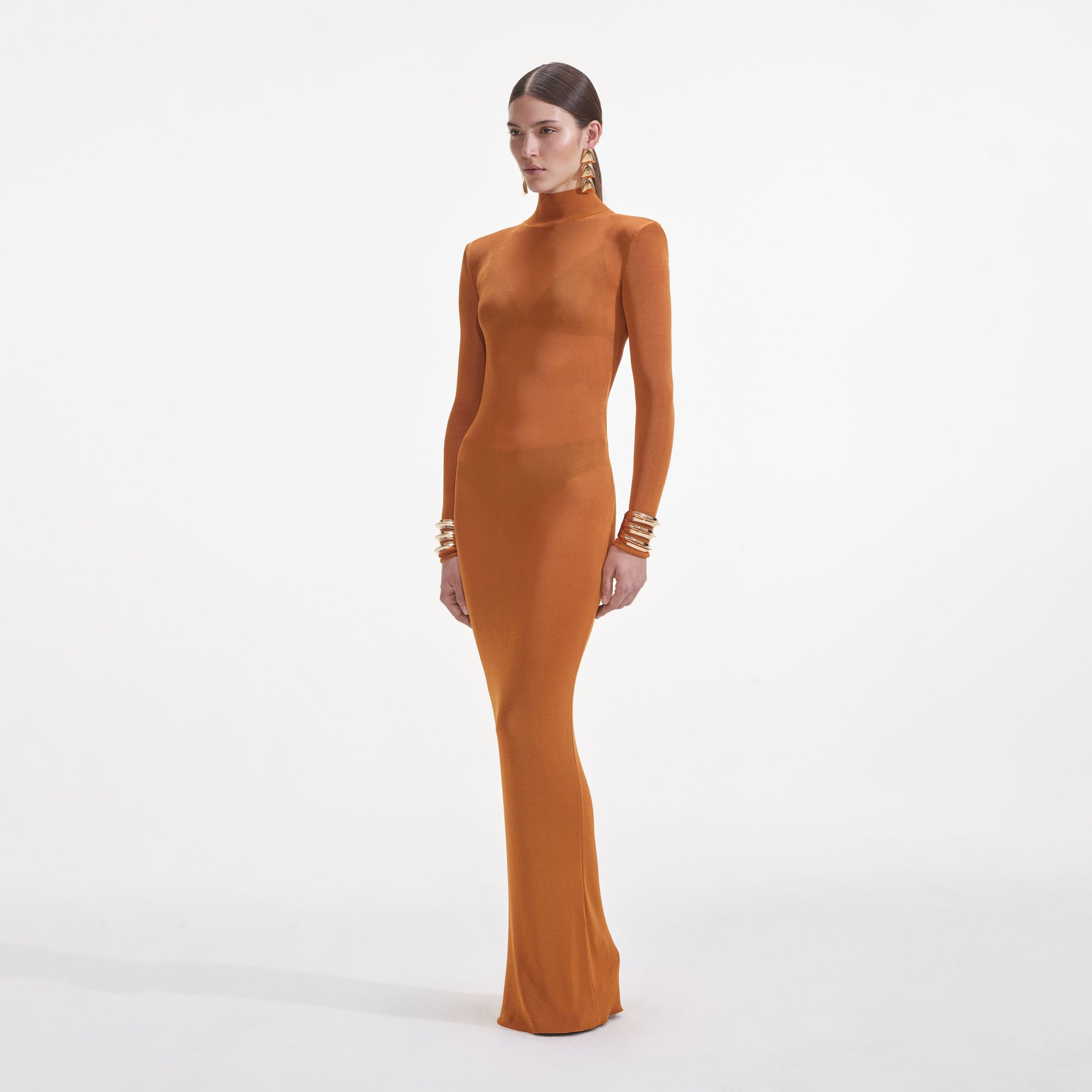 Tan Viscose Knit Maxi Dress - 2
