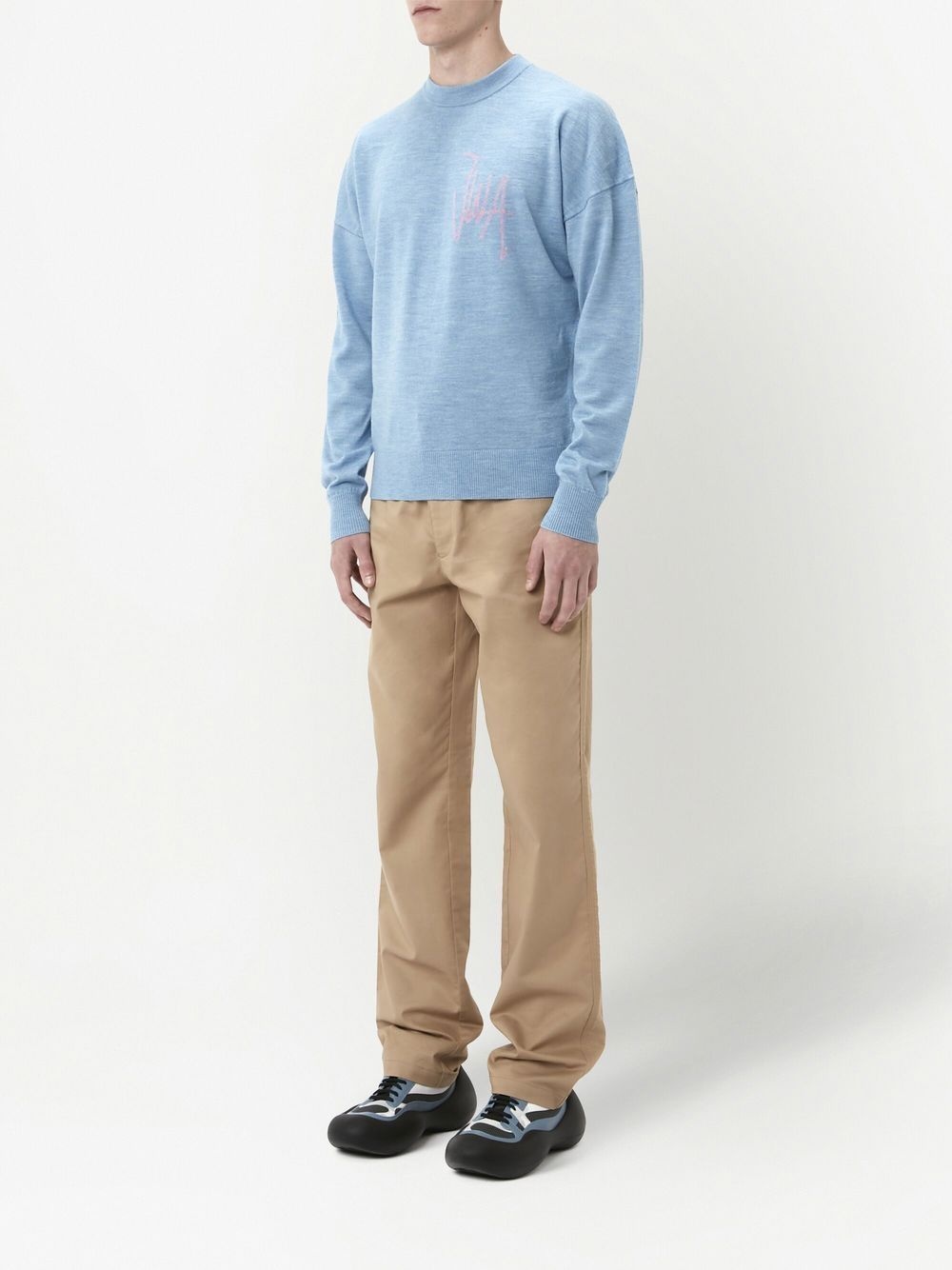 logo-print crew neck sweatshirt - 3