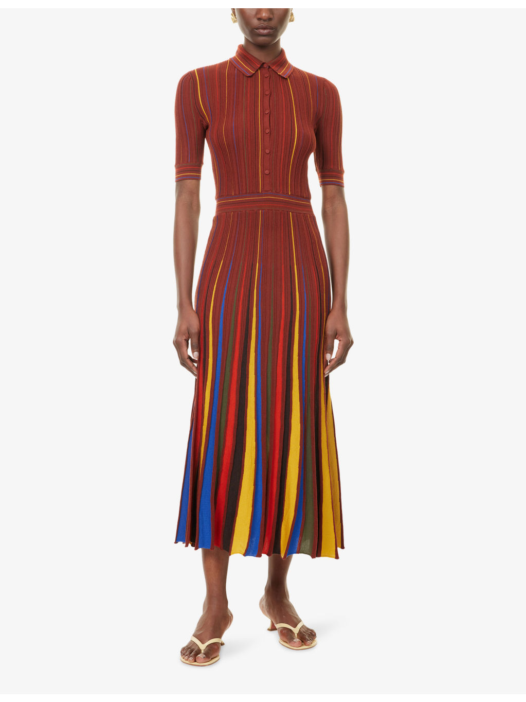 Calypso Short-Sleeve Wool Knitted Maxi Dress - 3