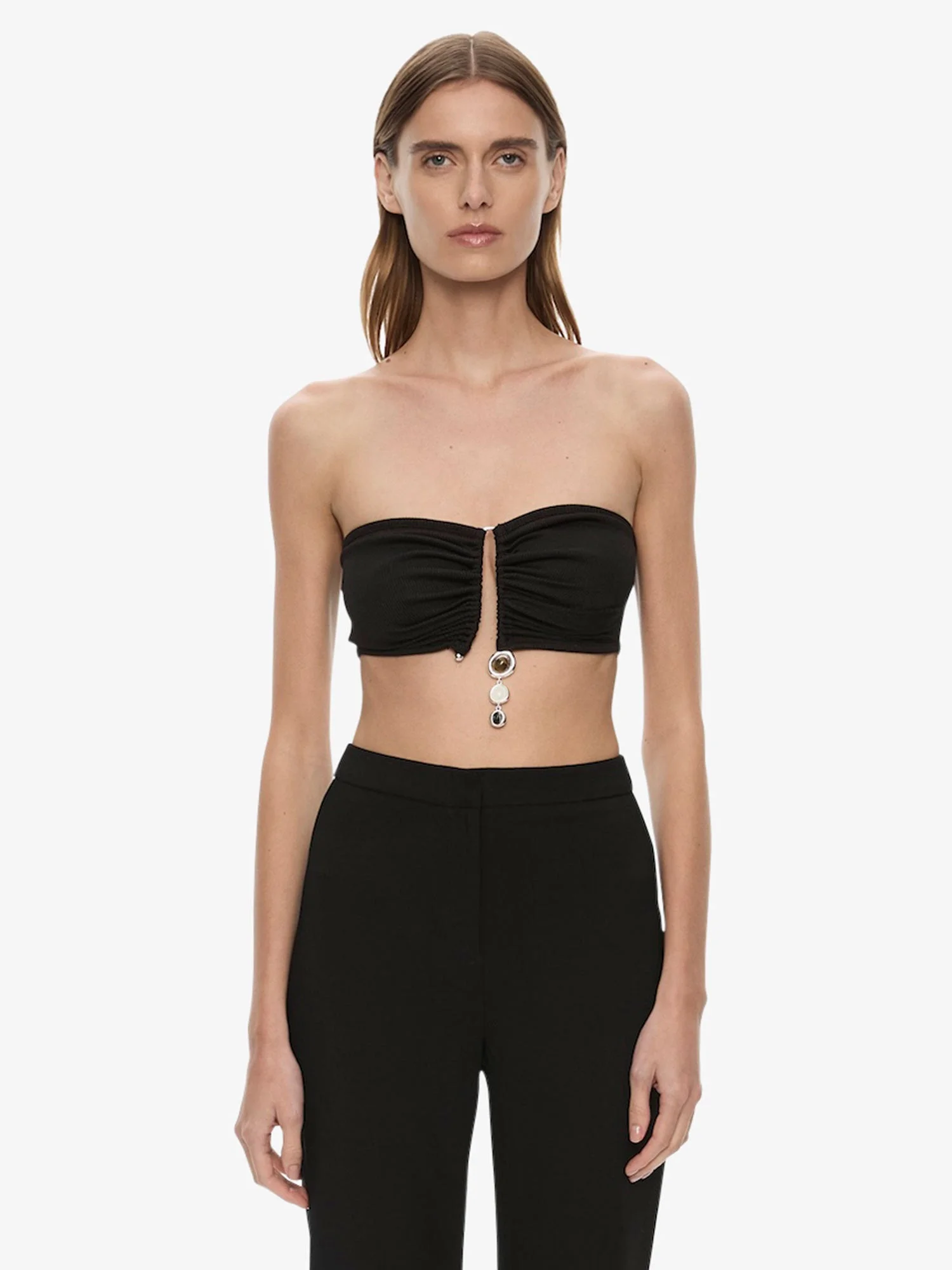 Droplet Crystal Pendant Ruched Bandeau - 1