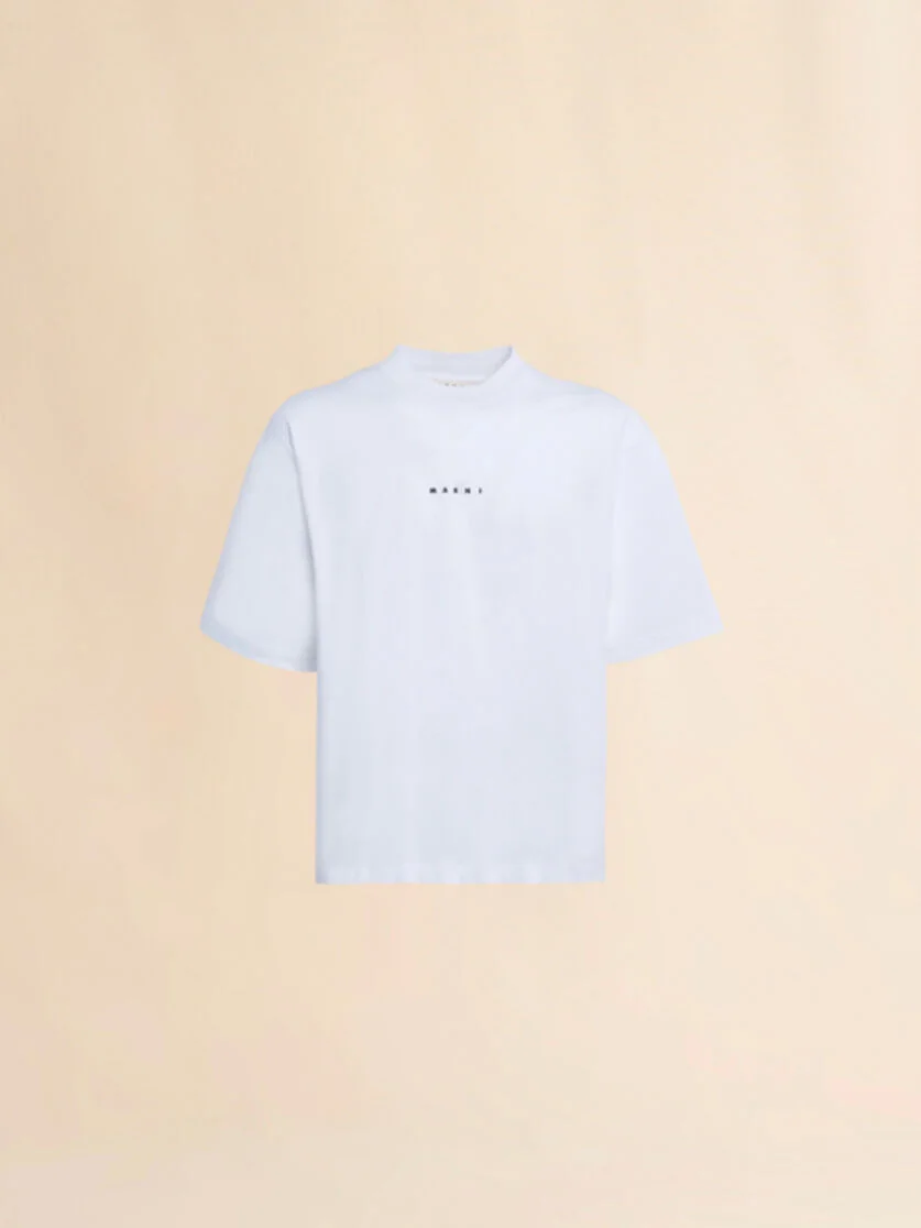 WHITE JERSEY LOGO PRINT T-SHIRT - 1
