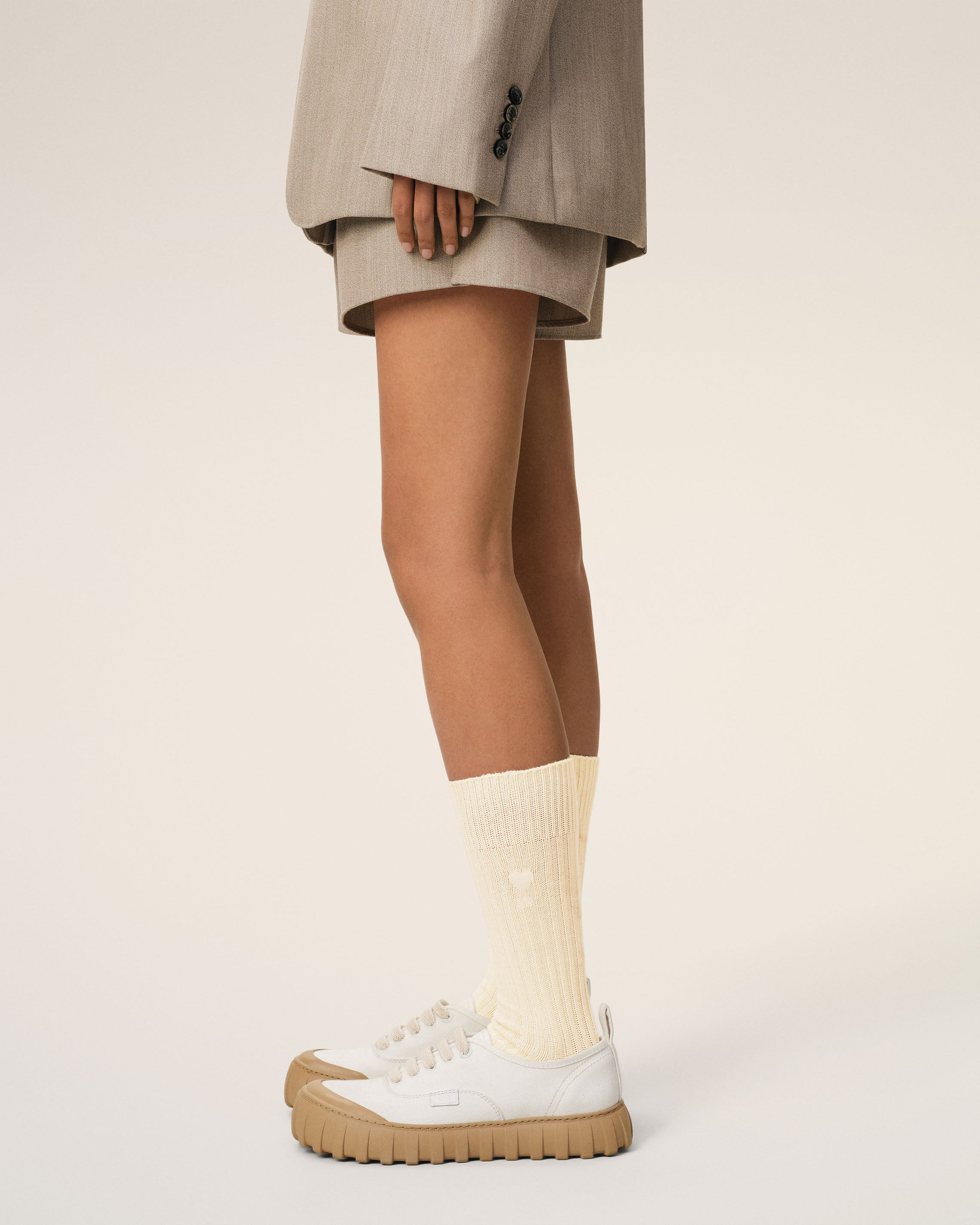 BEIGE COTTON AMI DE COEUR SOCKS - 2