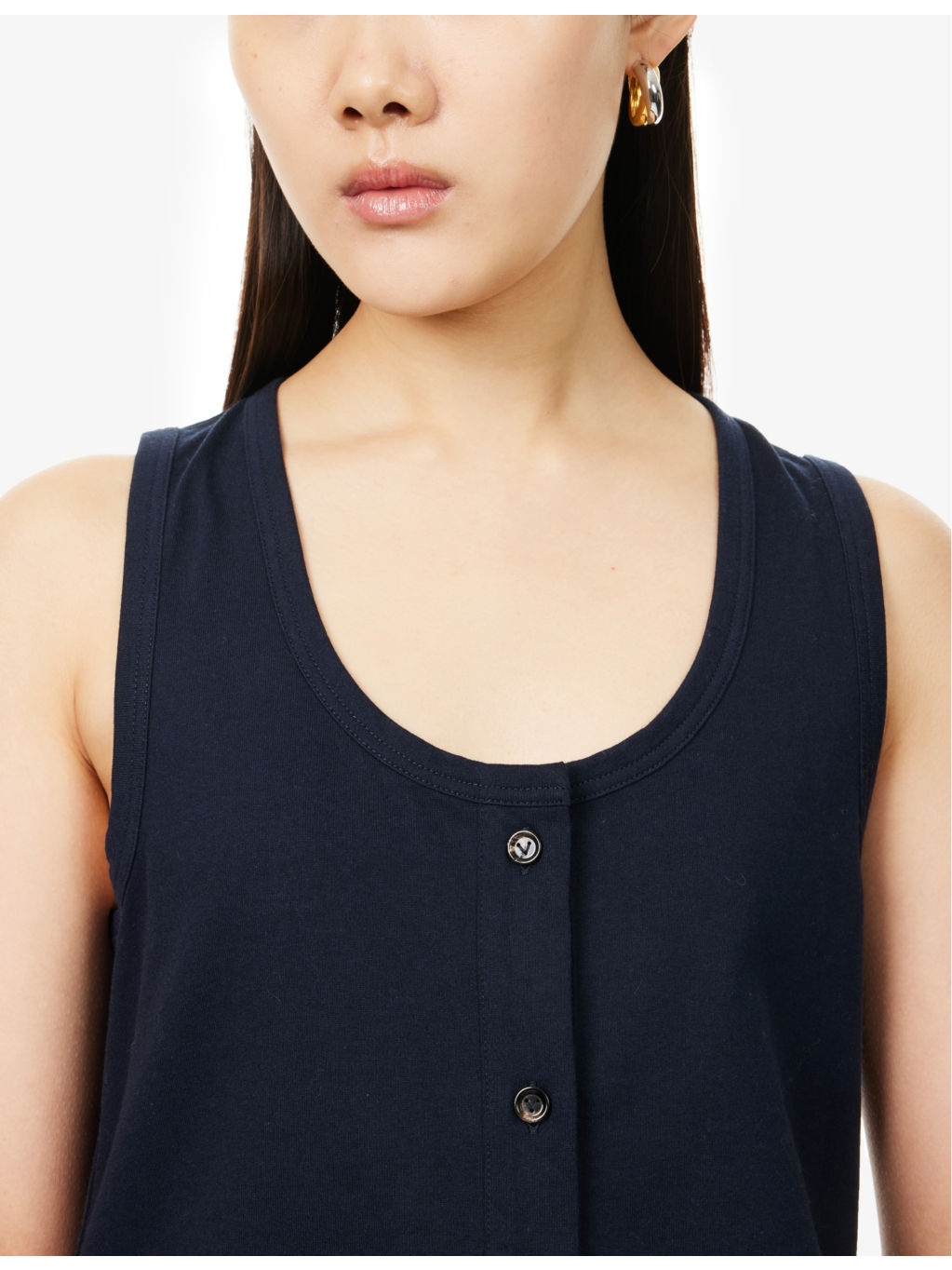 Scoop-neck sleeveless cotton-jersey top - 5