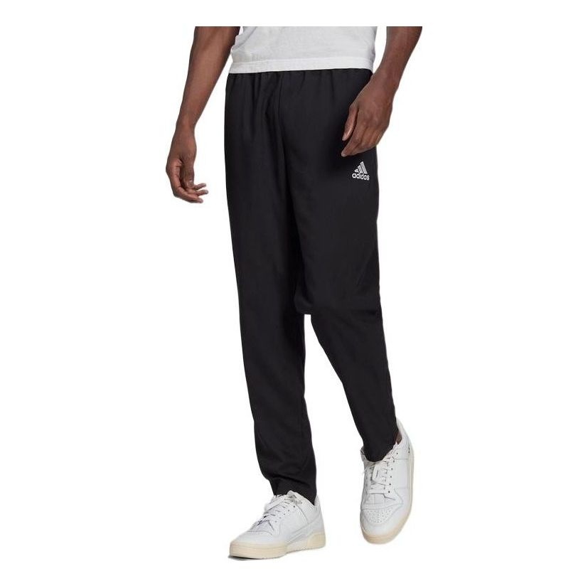 Men's adidas SS22 Solid Color Zipper Pants Elastic Waistband Sports Pants/Trousers/Joggers Black H57 - 1