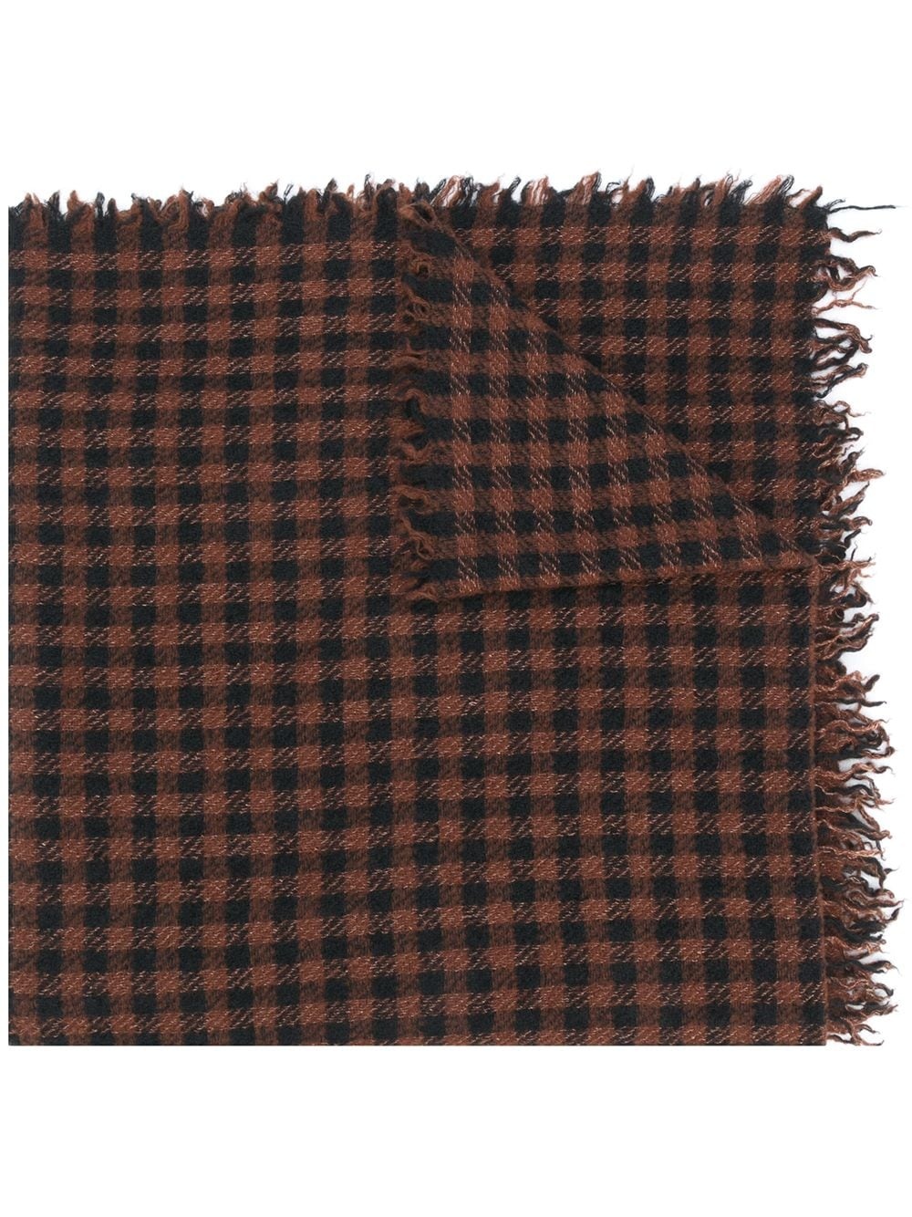 check patterned frayed edge scarf - 1