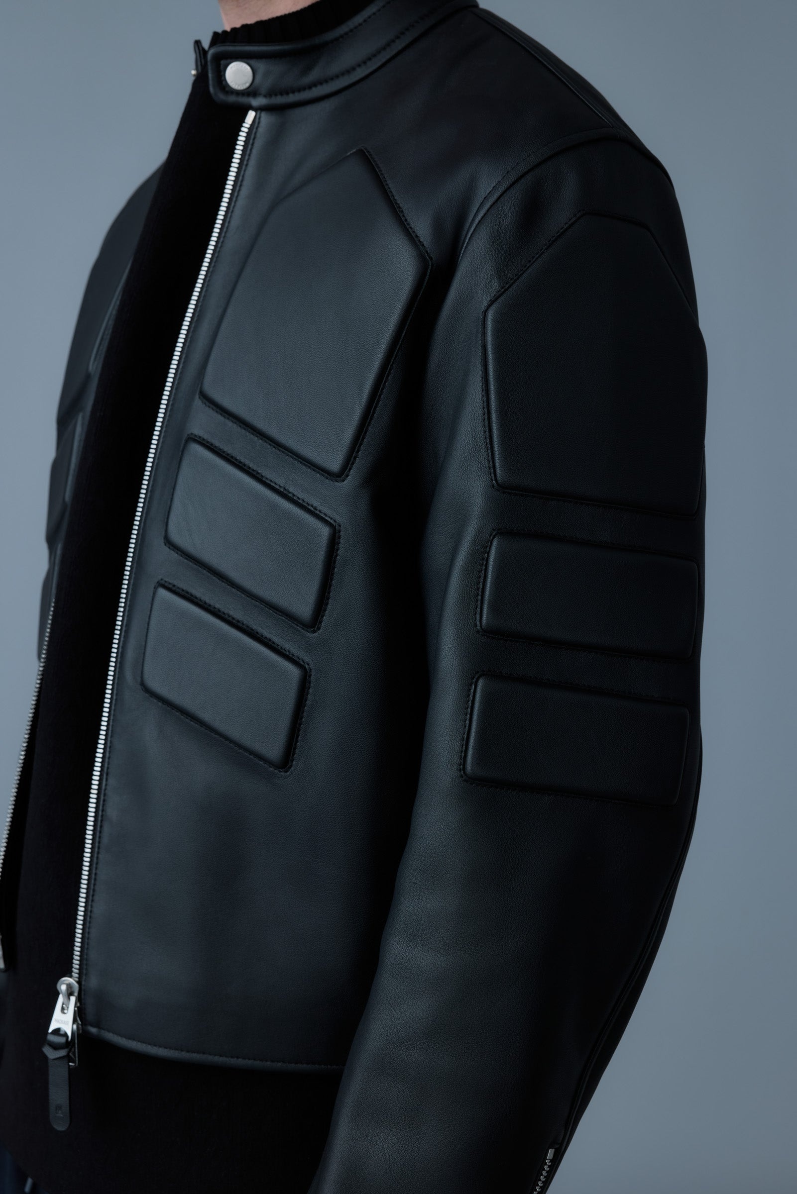 CANNON Padded moto racer leather jacket - 6