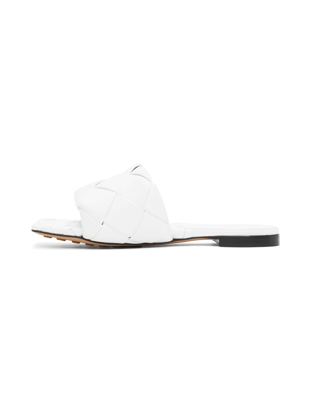 White Intrecciato Lido Flat Sandals - 3