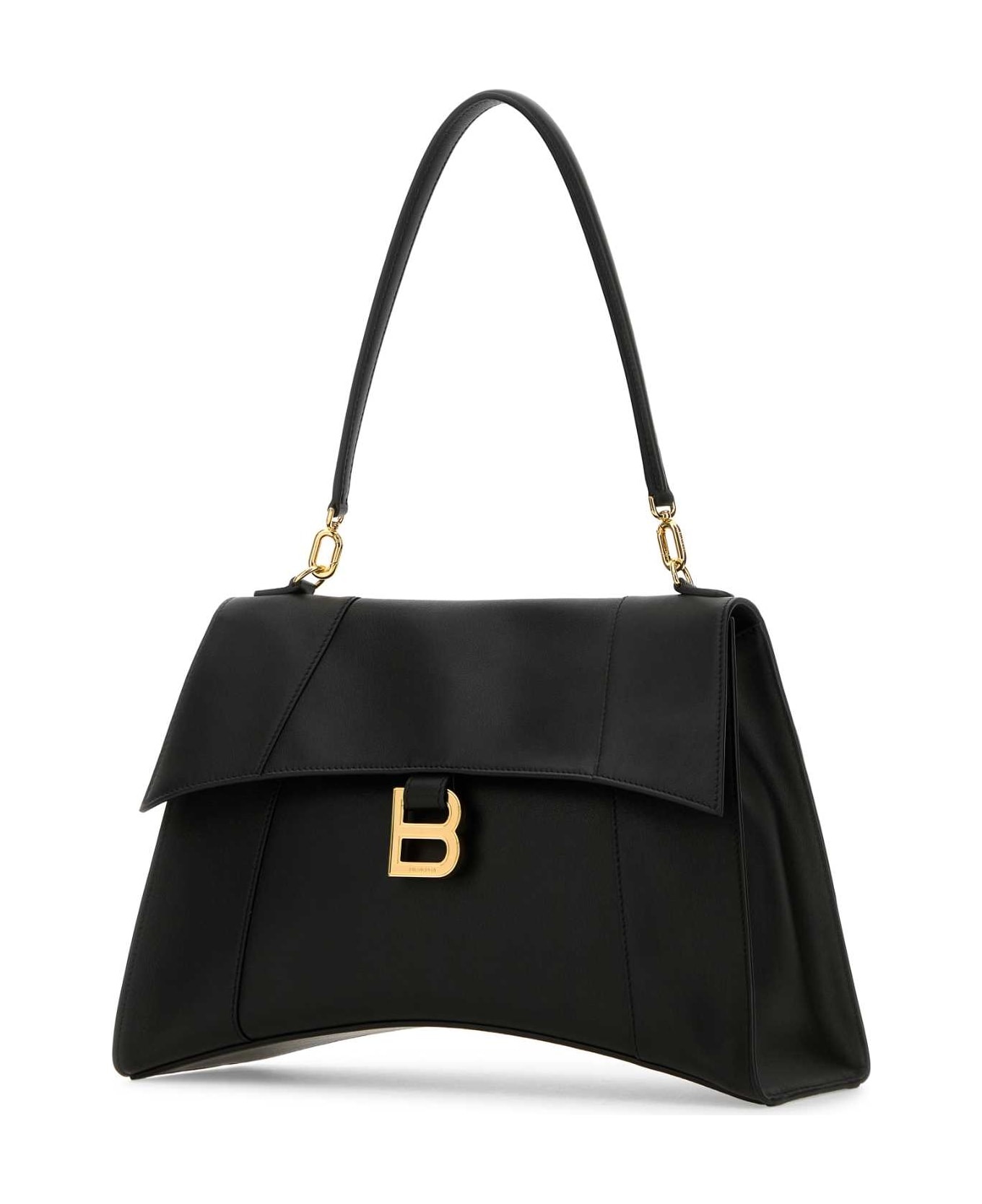 Black Leather Hourglass Shoulder Bag - 2