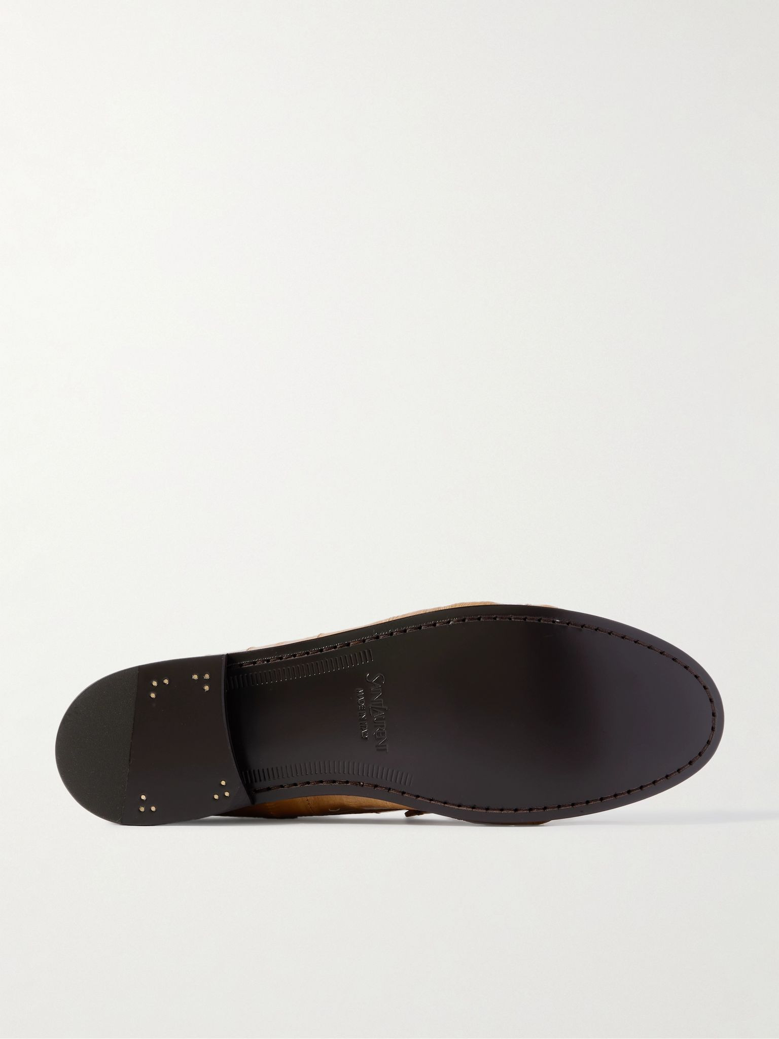 Le Loafer Monogram Logo-Appliquéd Eel Penny Loafers Beige - 3