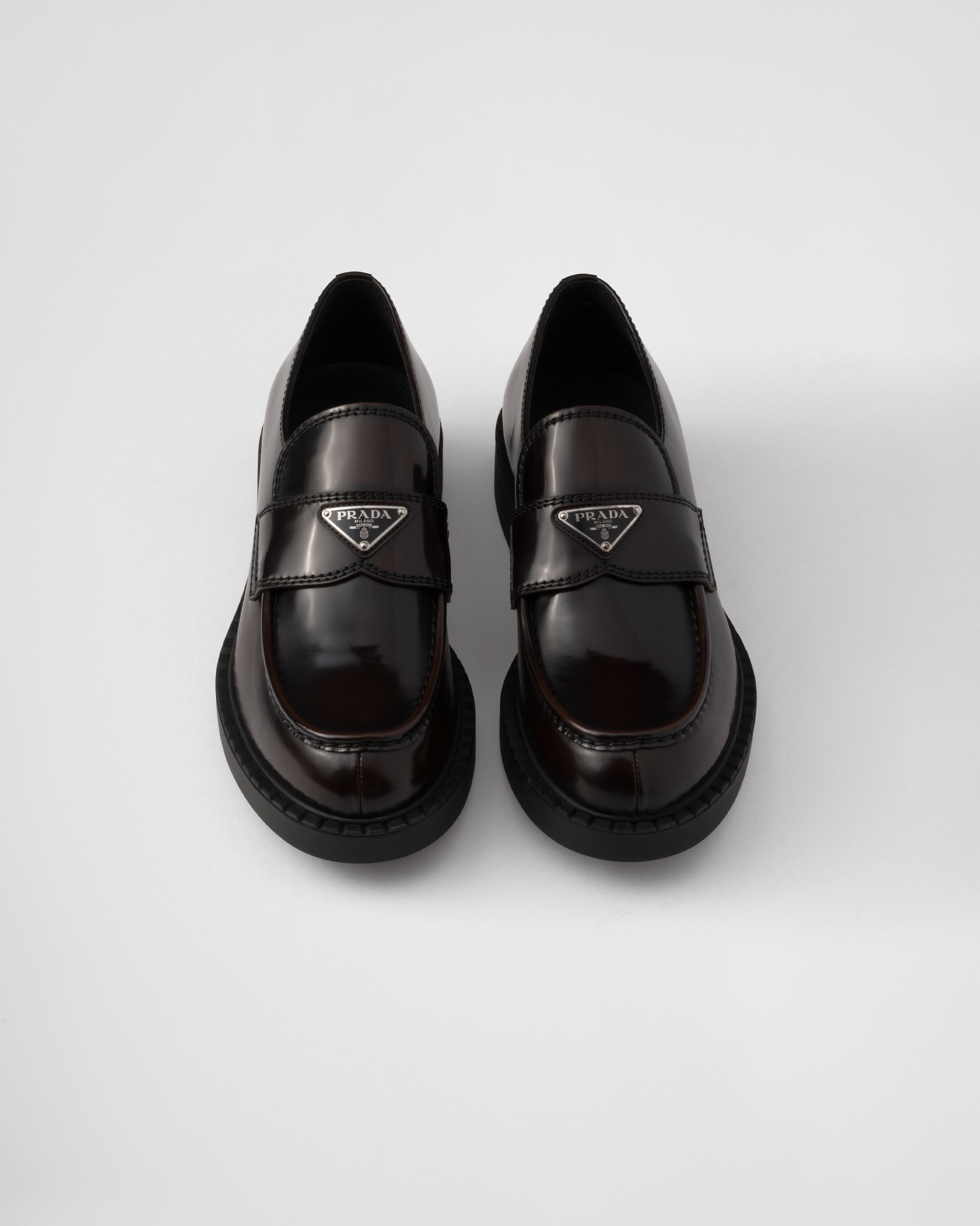 Chocolate brushed leather loafers - 4