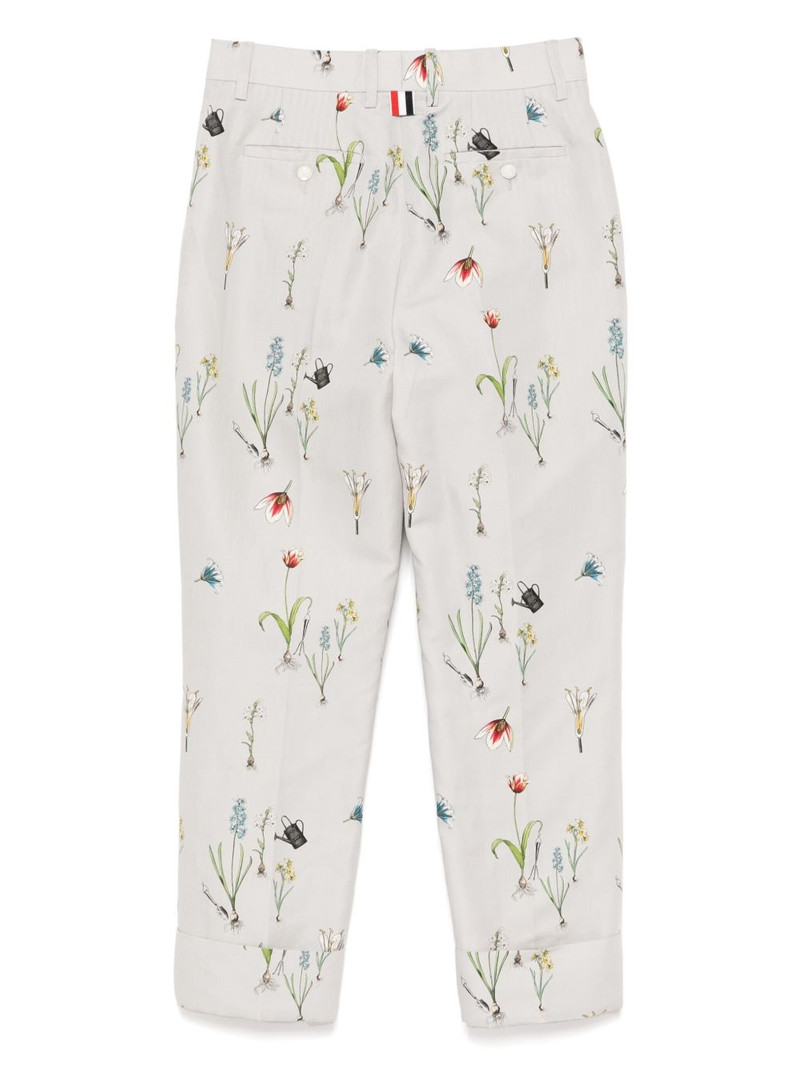 Thom Browne botanical-flower-printed high-waisted trousers outlook