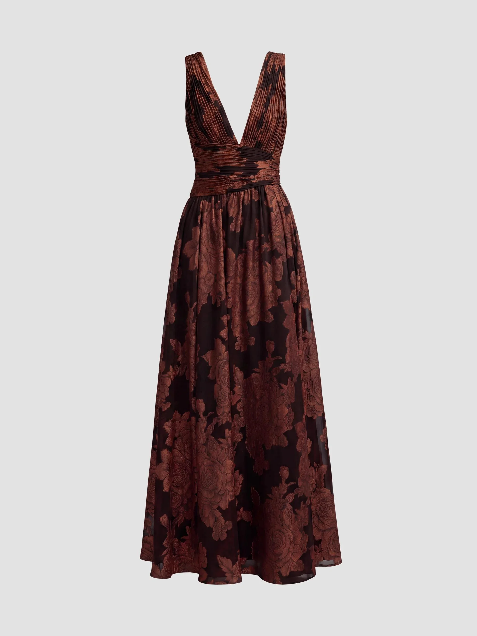 Women's Burnout Chiffon Sleeveless A-Line Gown - Spice Multi - 1