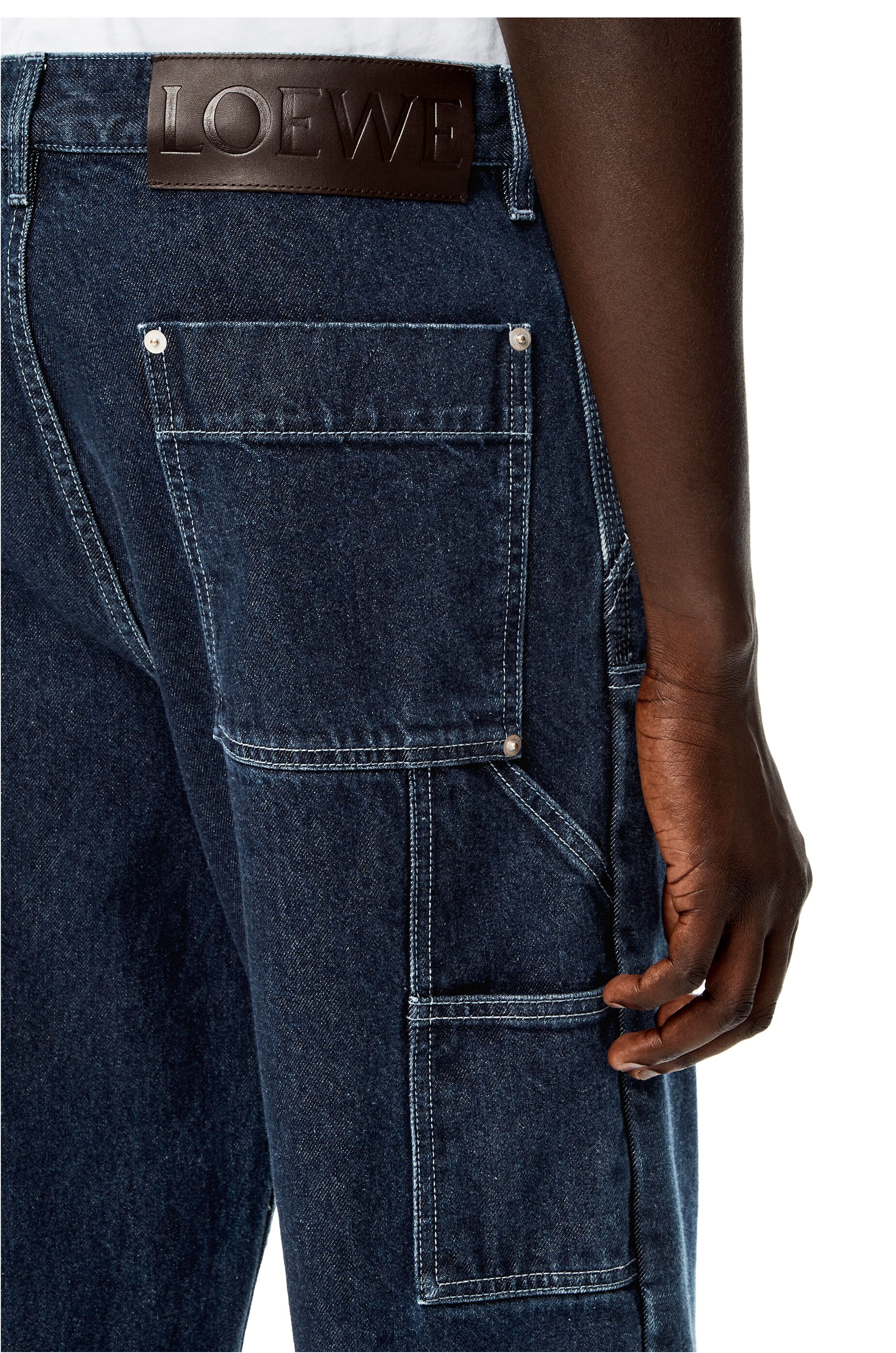 Patched denim trousers in cotton - 5