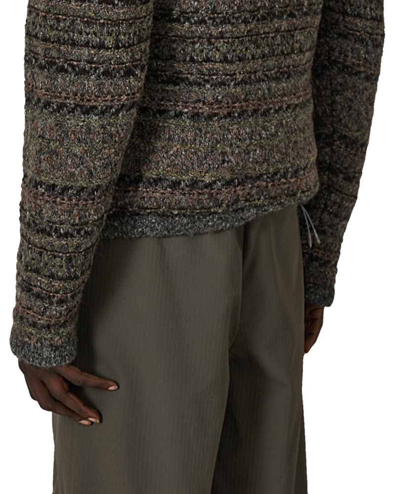 Fair Isle Felted Knit Zip Up Hoodie 8
