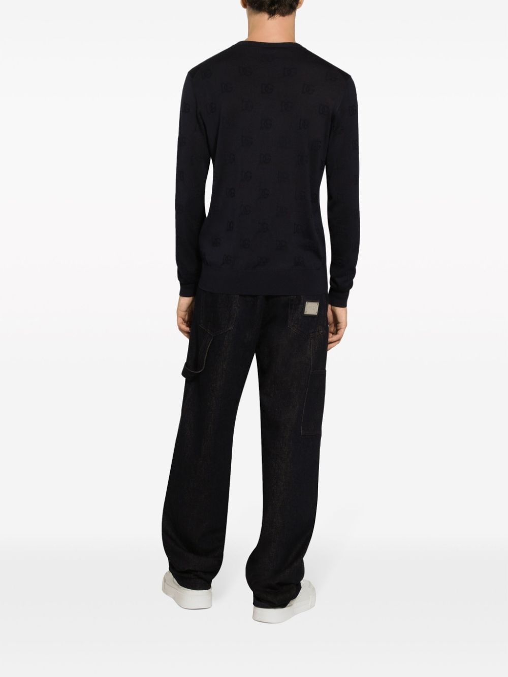 logo intarsia-knit silk jumper - 4