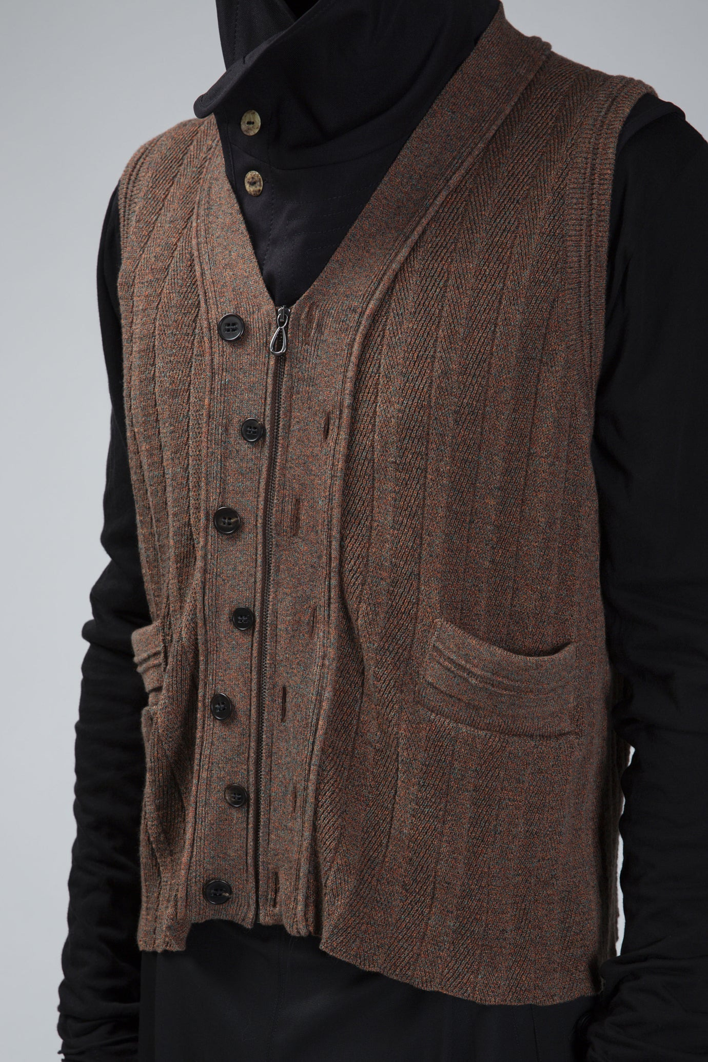 Fitz Knit Vest Melange Orange - 4