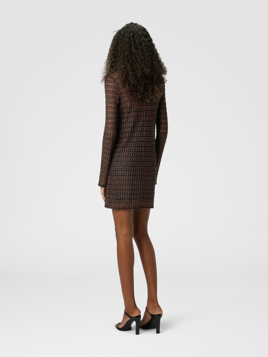 Lace motif viscose crewneck mini-dress - 3