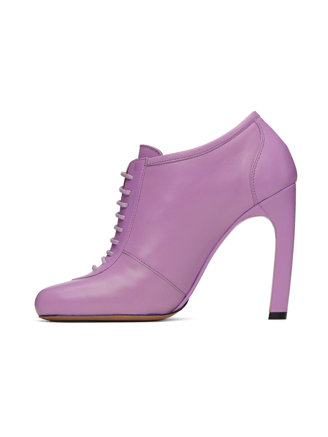 Purple Lace-Up Low Ankle Heels - 3