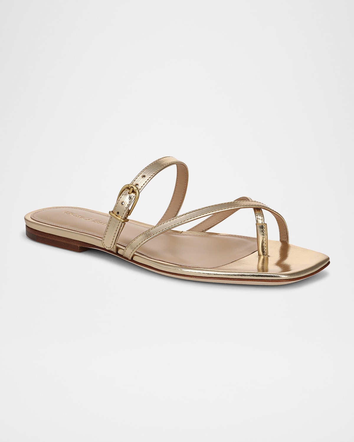 Marthe Metallic Crisscross Buckle Flat Slide Sandals - 2