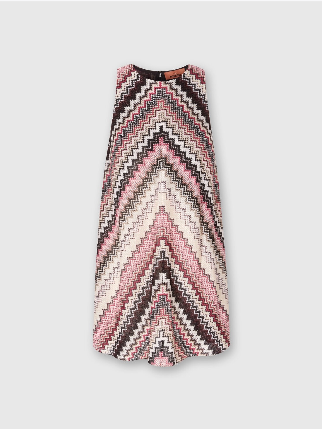 A-line mini-dress with lamé serrated zigzag pattern - 1