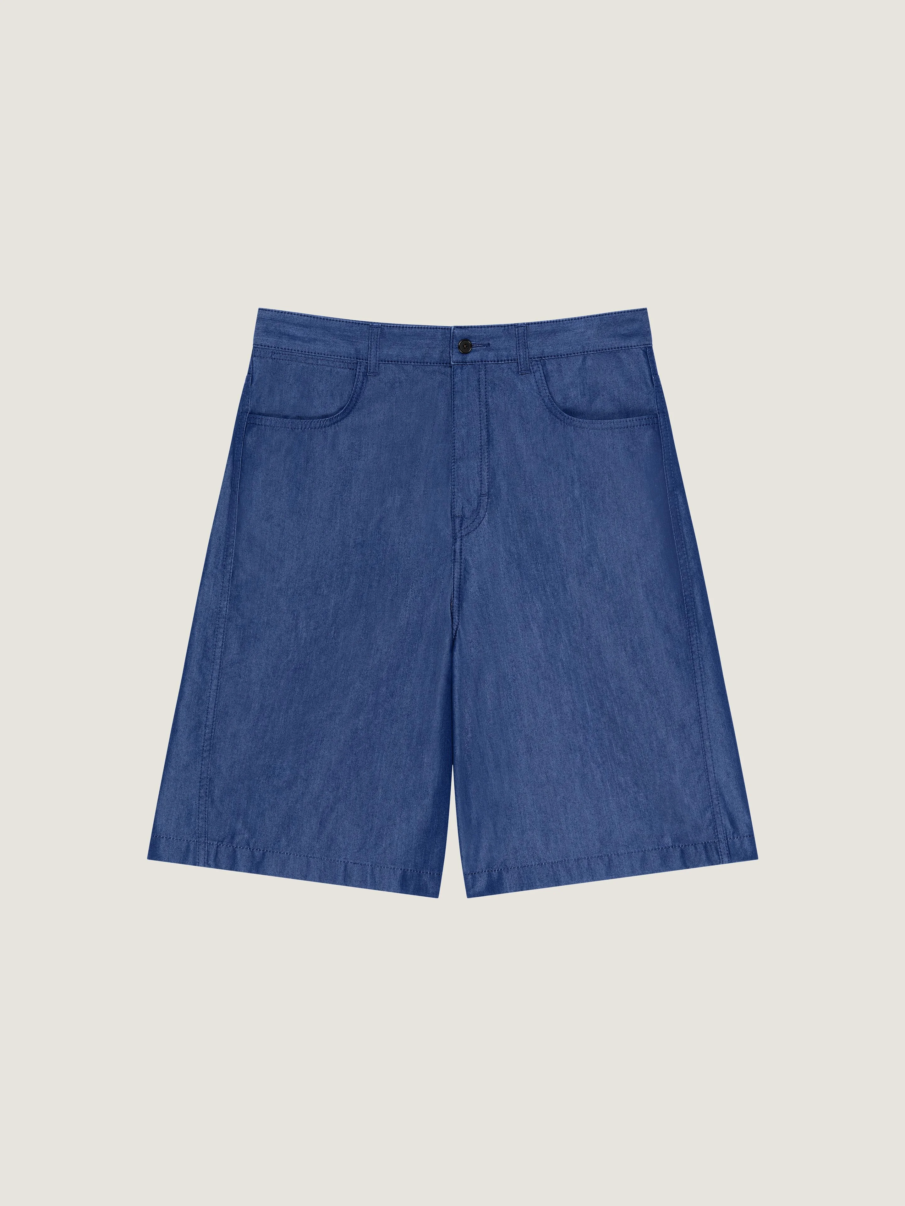COUTURE SEAM BERMUDA SHORTS IN DENIM WITH GIVENCHY STAMP - 1