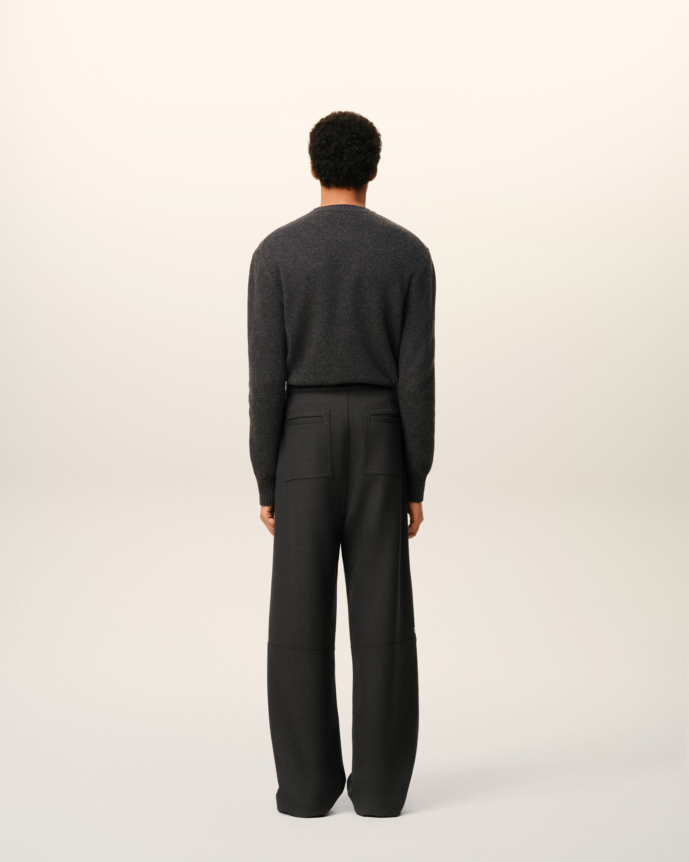 BLACK WOOL ZIPPED TROUSERS - 4