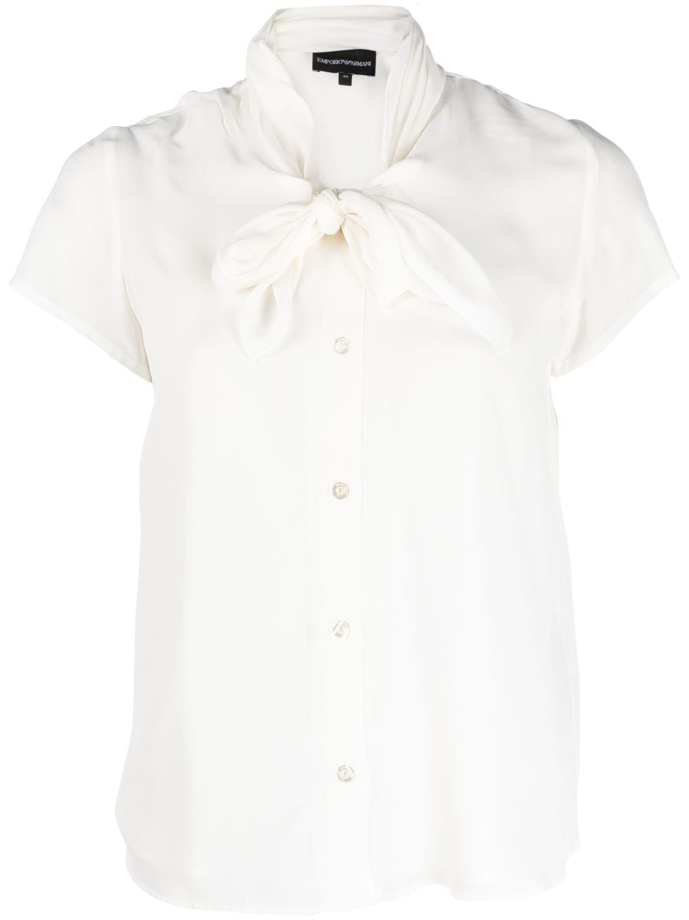 tie-neck short-sleeve shirt - 1