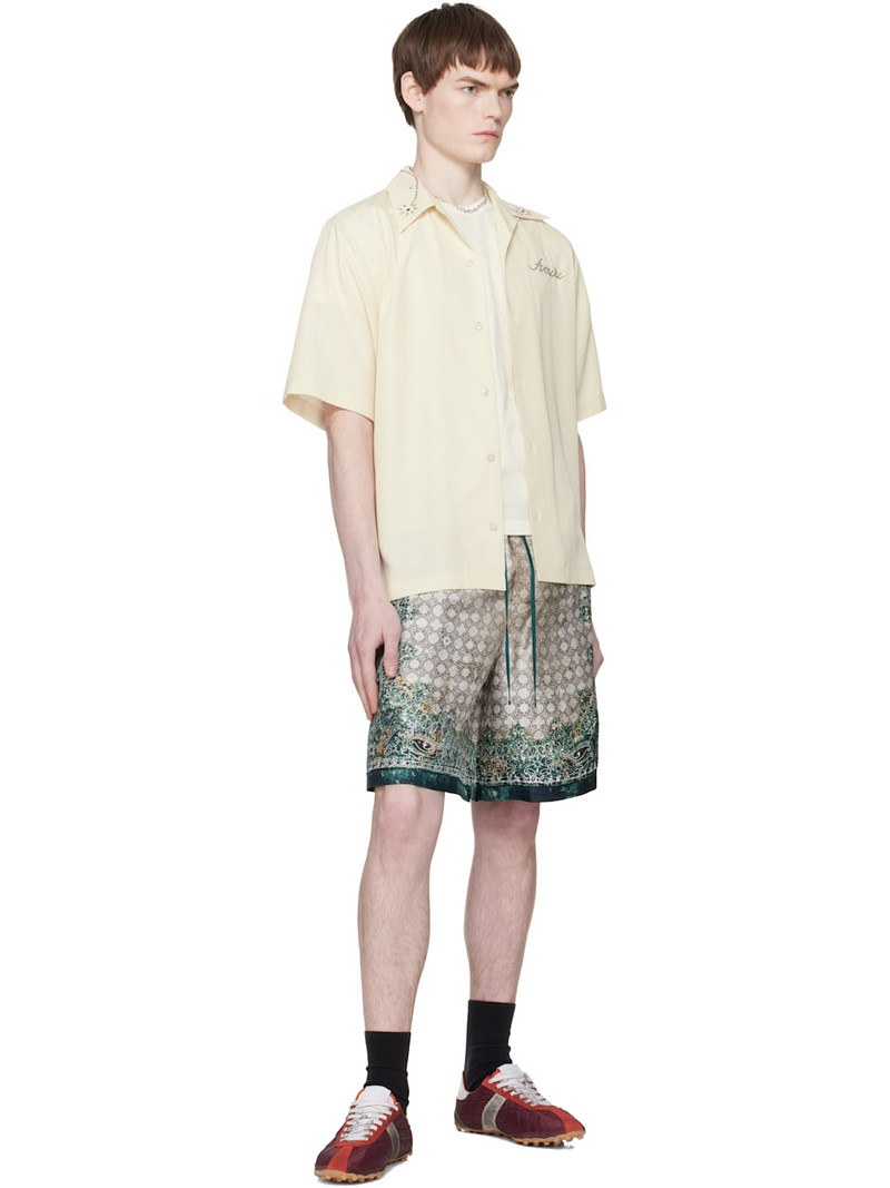 AMIRI Beige & Green Bandana Shorts outlook