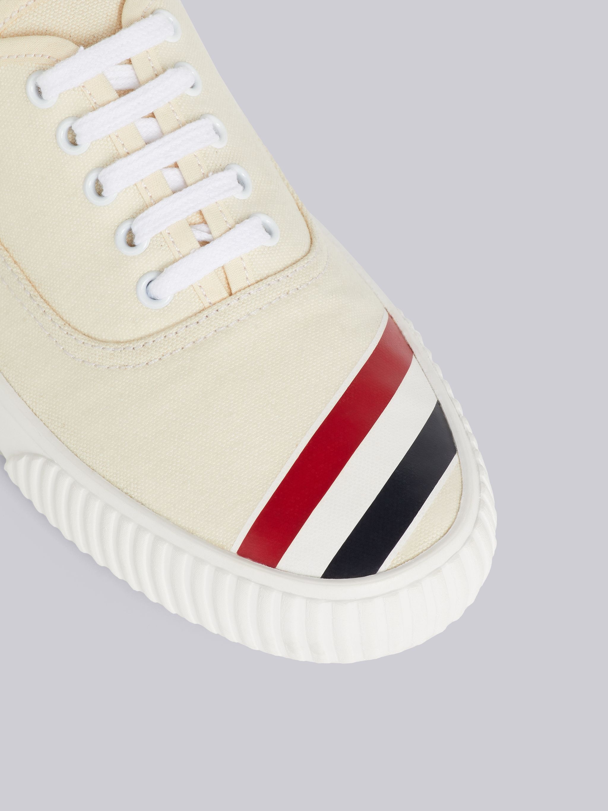 Natural Cotton Canvas Diagonal Stripe Heritage Sneaker - 2