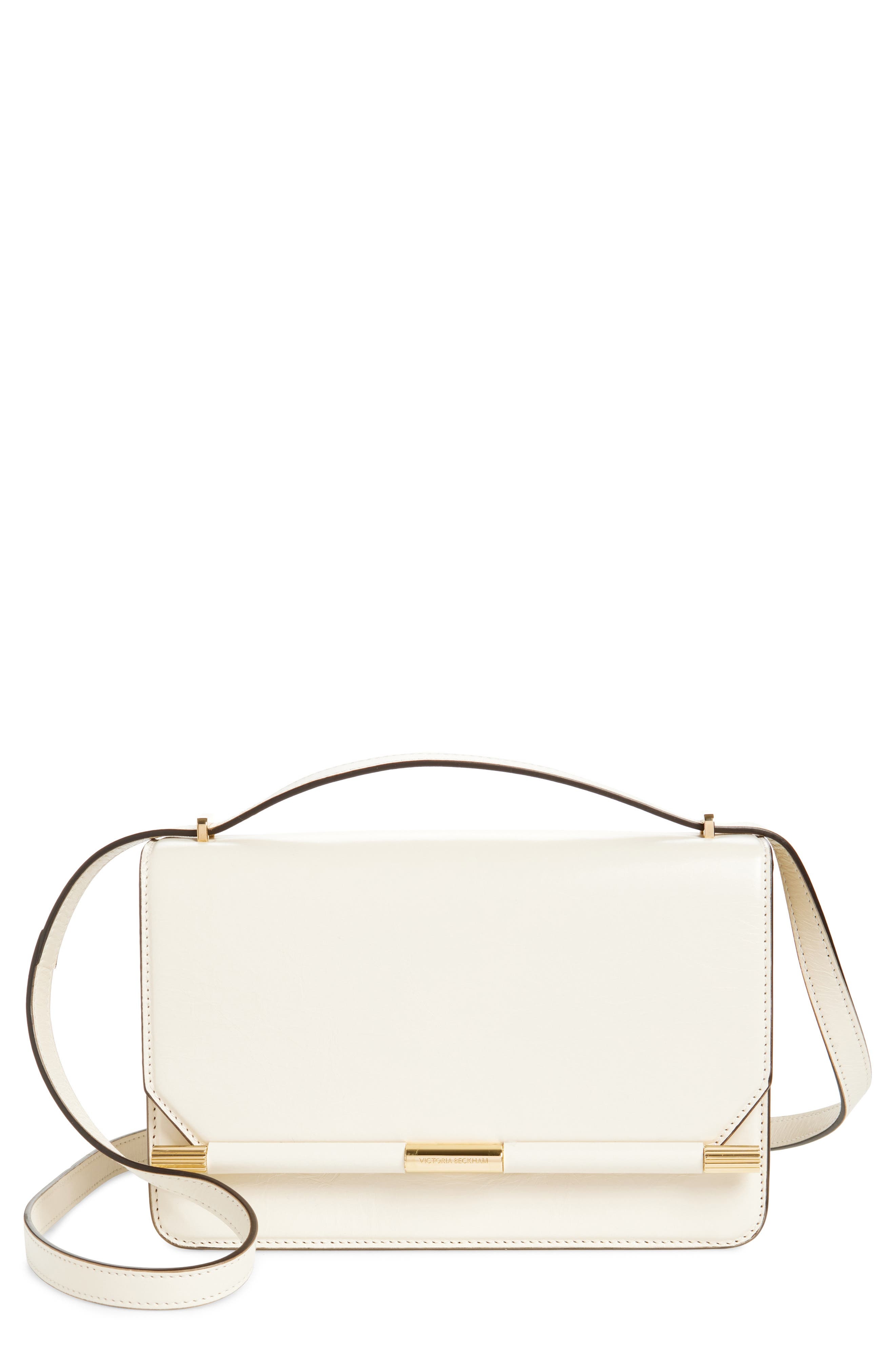 Victoria Beckham 202 Distressed Leather Shoulder Bag in Ivory at Nordstrom - 1